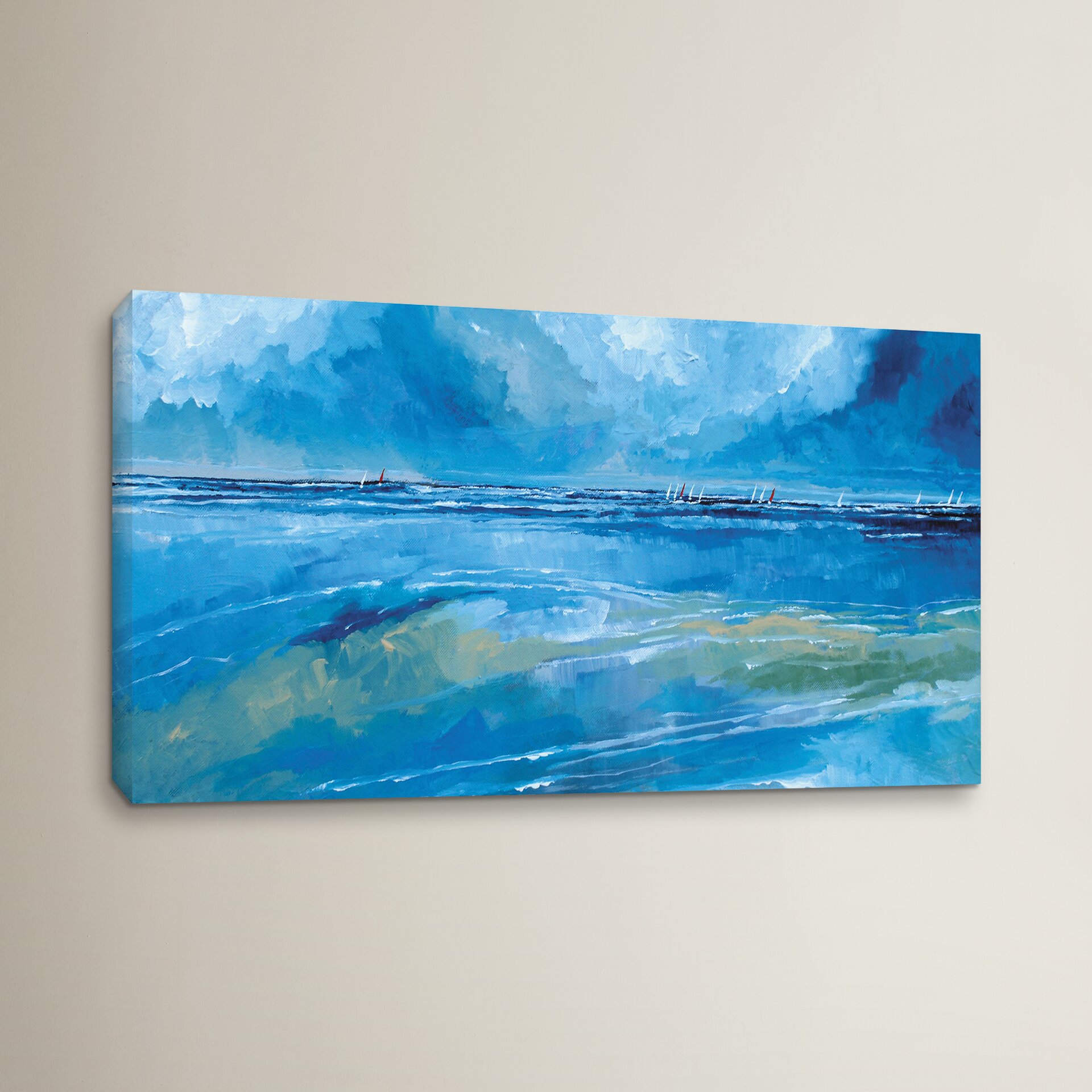 Breakwater Bay Rectangular Seascape II Painting Print on Wrapped Canvas ...