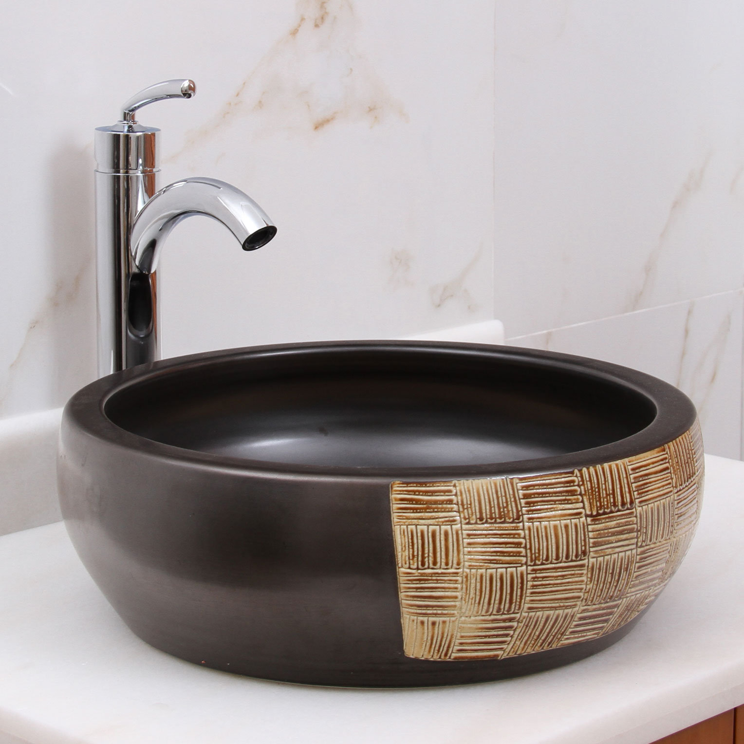 Elimaxs Bamboo Weave Block Vessel Bathroom Sink Wayfair