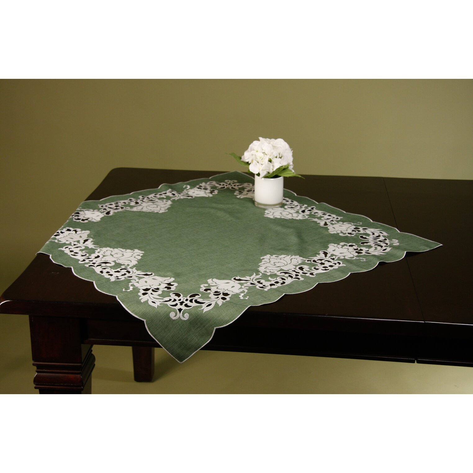 Wimpole Street Creations Fine Linen Classic Provincial Emerald Square Table Topper | Wayfair