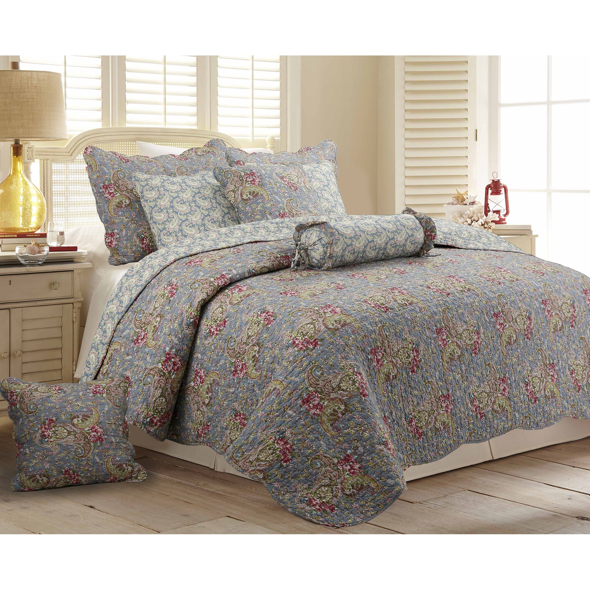 Cozy Line Home Fashion Floral Paisley 3 Piece Reversible Quilt Set Wayfair 9783