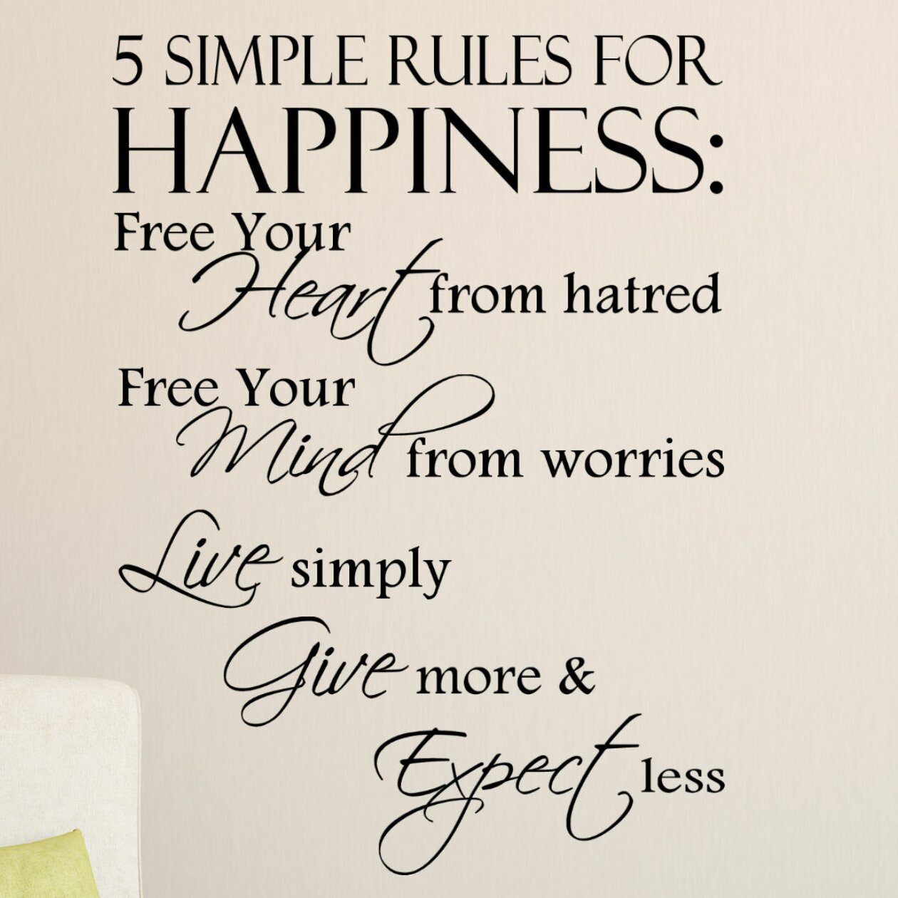 DecaltheWalls 5 Simple Rules for Happiness Wall Decal | Wayfair