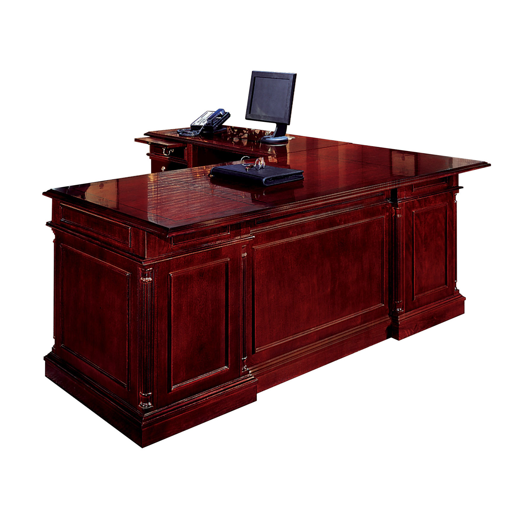 Flexsteel Contract Keswick LShape Executive Desk with Center Drawer
