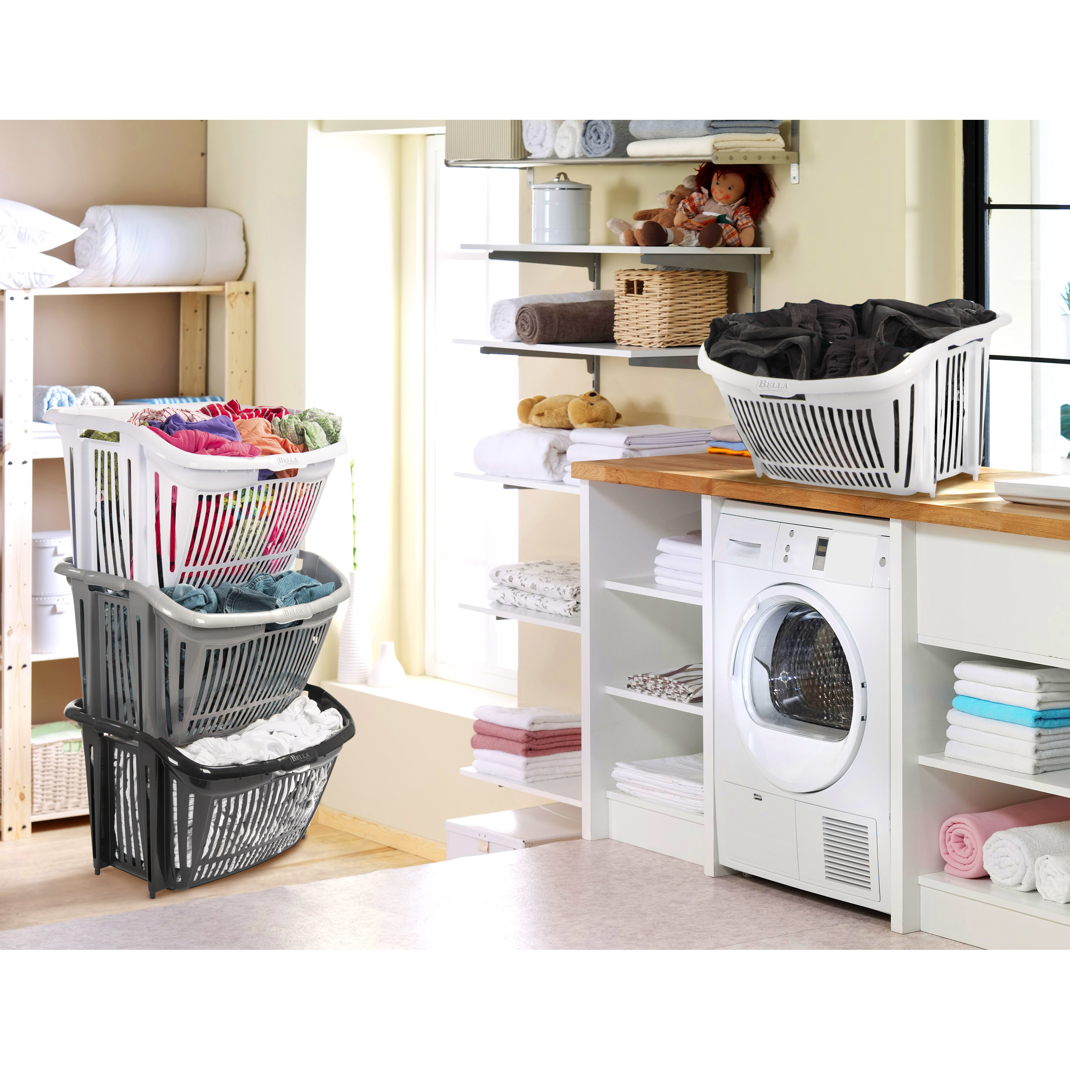 Bella Storage Solution Bushel Stackable Hip Hugger Utility Basket