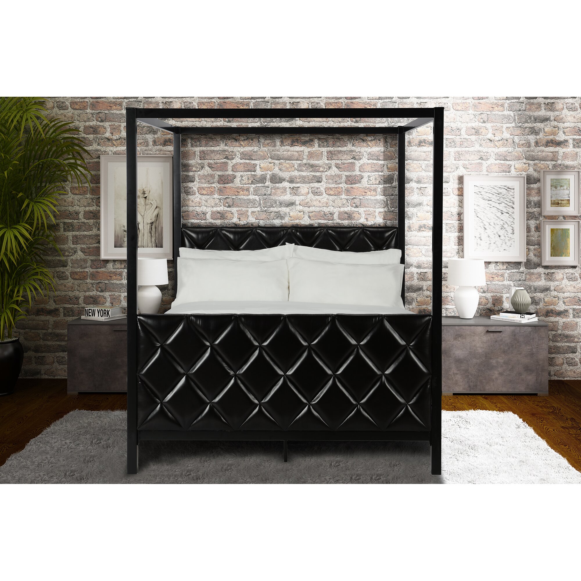 Mercer41 Dinant Premium Queen Upholstered Canopy Bed And Reviews Wayfair