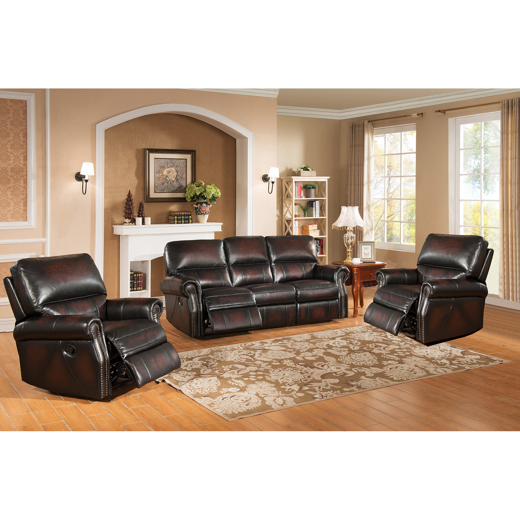 Amax Nevada 3 Piece Leather Living Room Set \u0026 Reviews  Wayfair