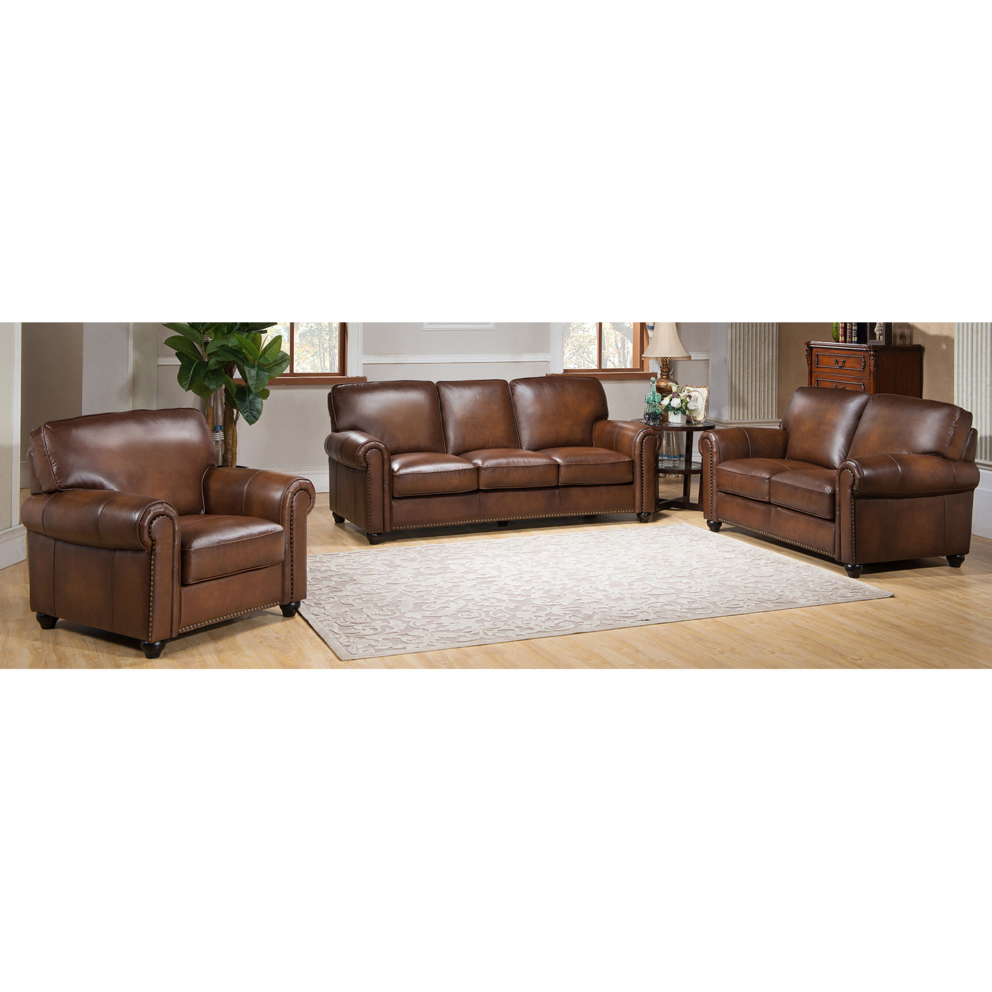 Amax Aspen 3 Piece Leather Living Room Set  Wayfair