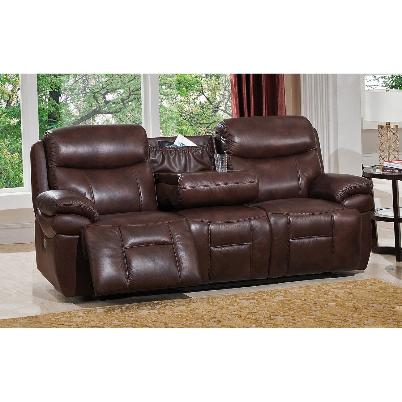Amax Sanford 3 Piece Leather Power Reclining Living Room Set with USB ...