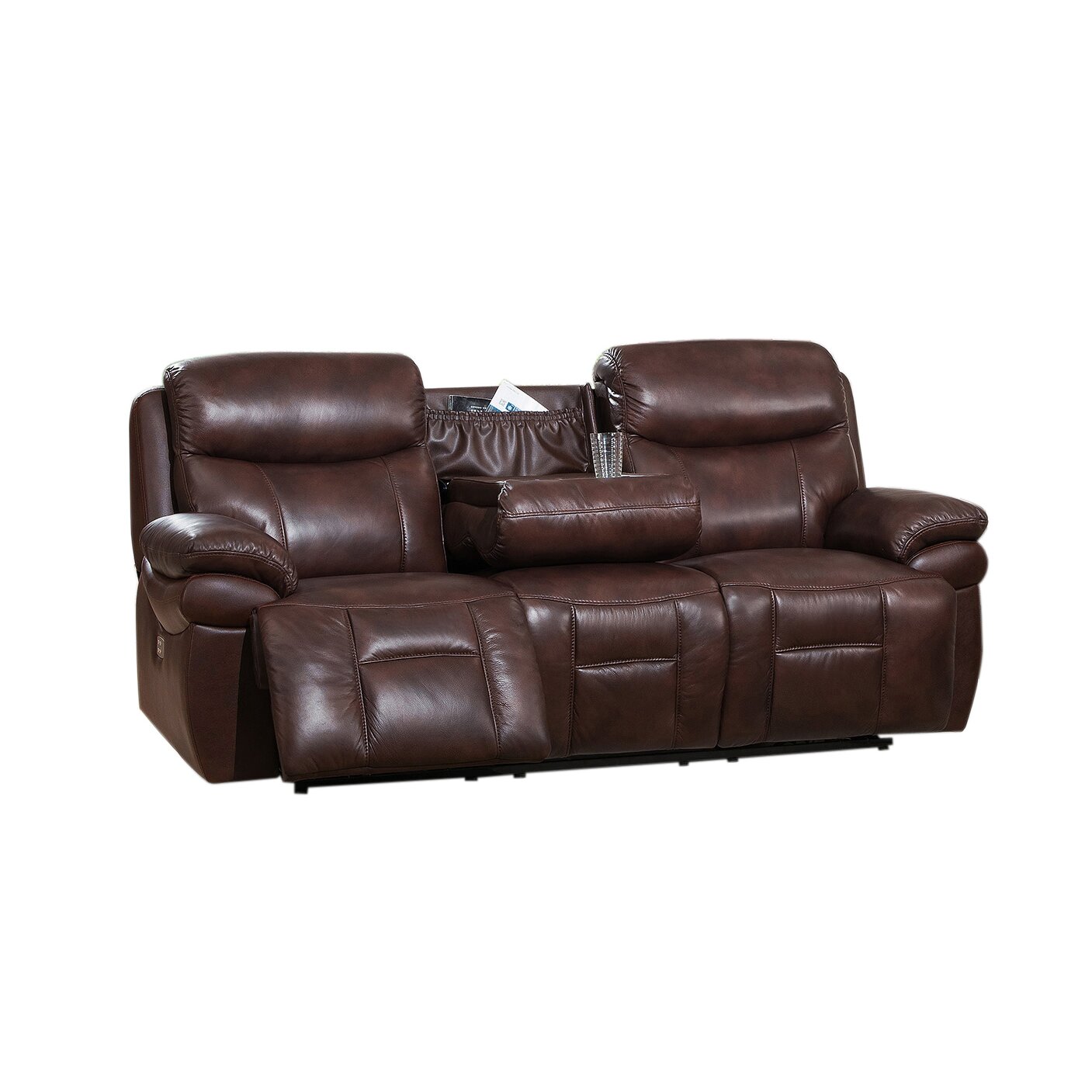 Amax Sanford 3 Piece Leather Power Reclining Living Room Set with USB