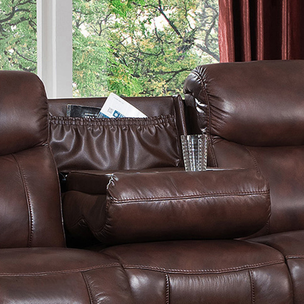 Amax Sanford 3 Piece Leather Power Reclining Living Room Set with USB Ports, Power Headrests