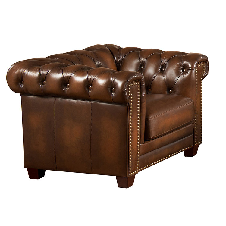 Amax Hickory Leather Chesterfield Chair Wayfair