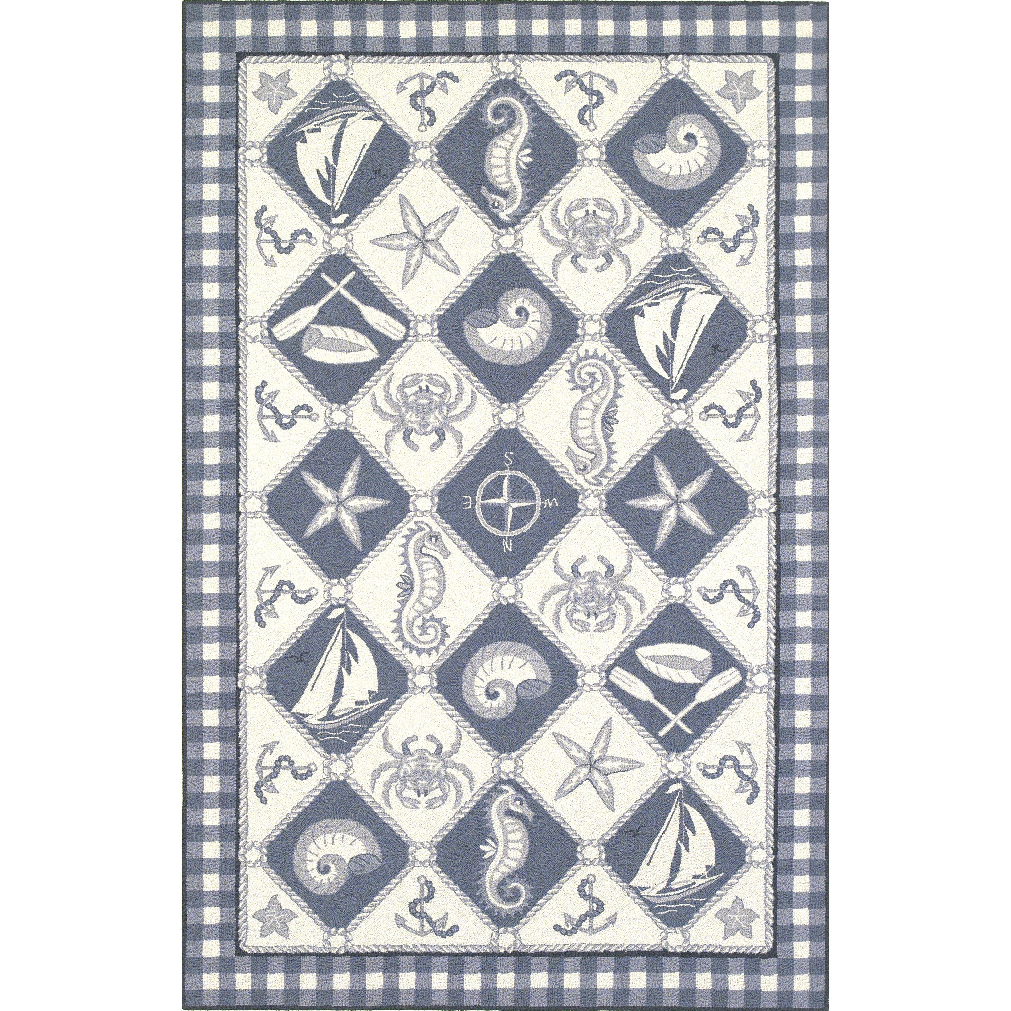 KAS Rugs Colonial Blue/Ivory Nautical Novelty Rug & Reviews Wayfair