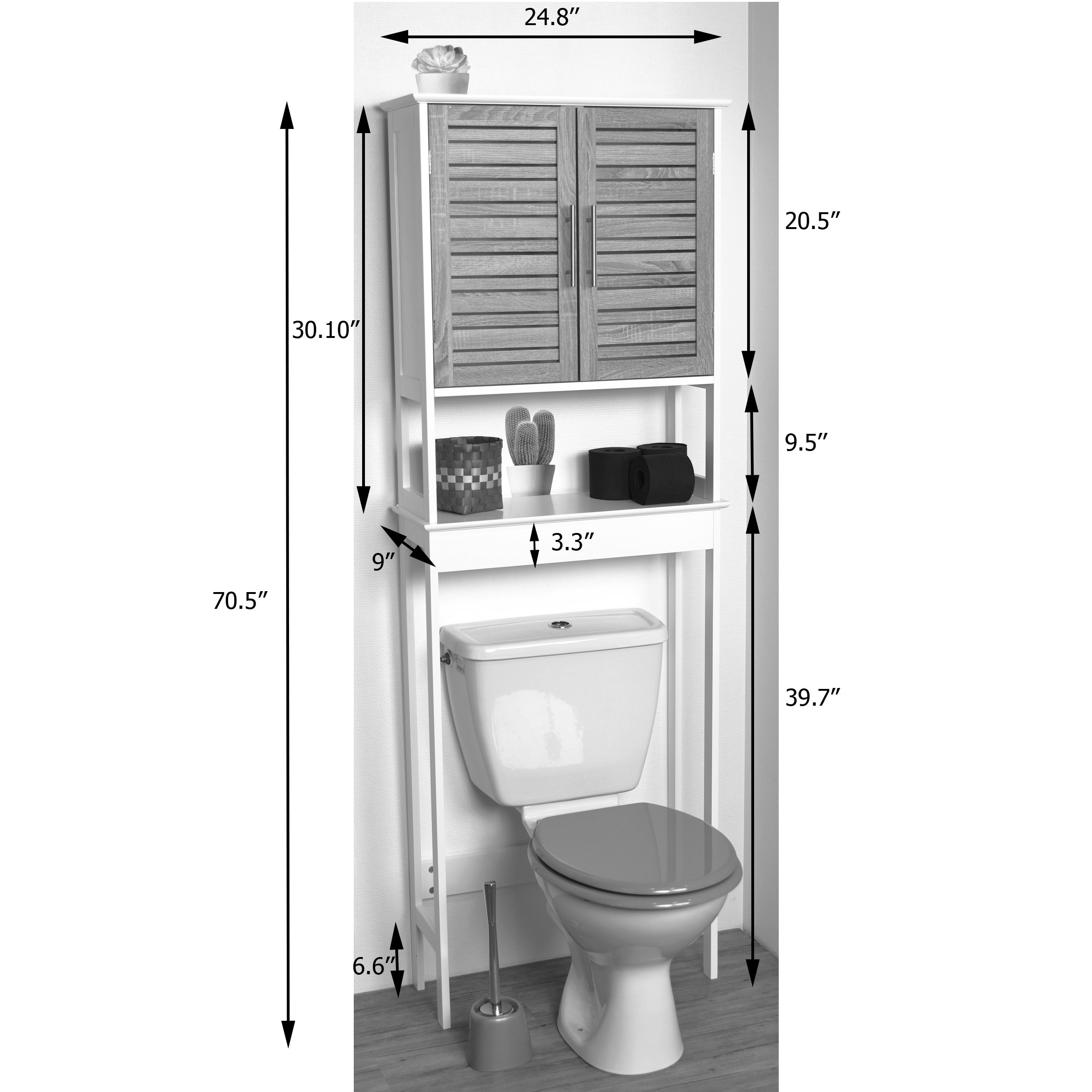 Evideco Miami 24.8" x 70.5" Free Standing Over the Toilet Wayfair