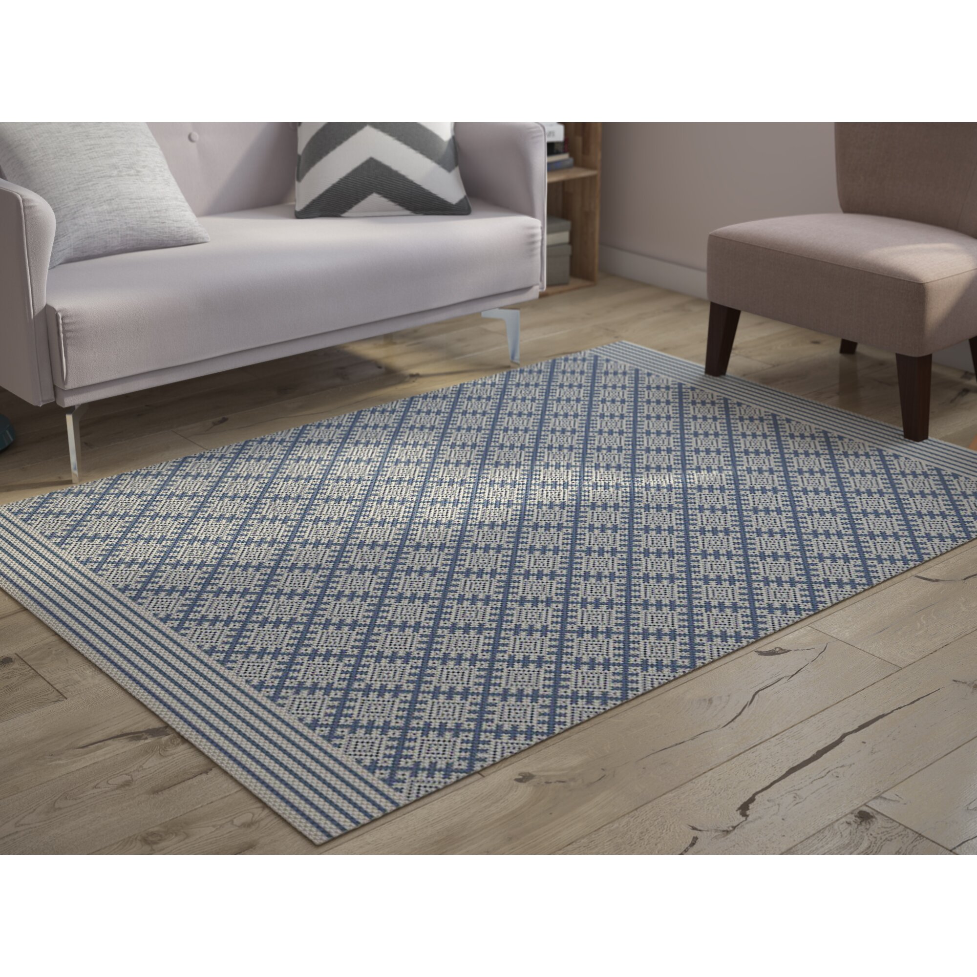 Riley Ave. Mikayla Ethnic Diamond Light Navy Area Rug & Reviews ...