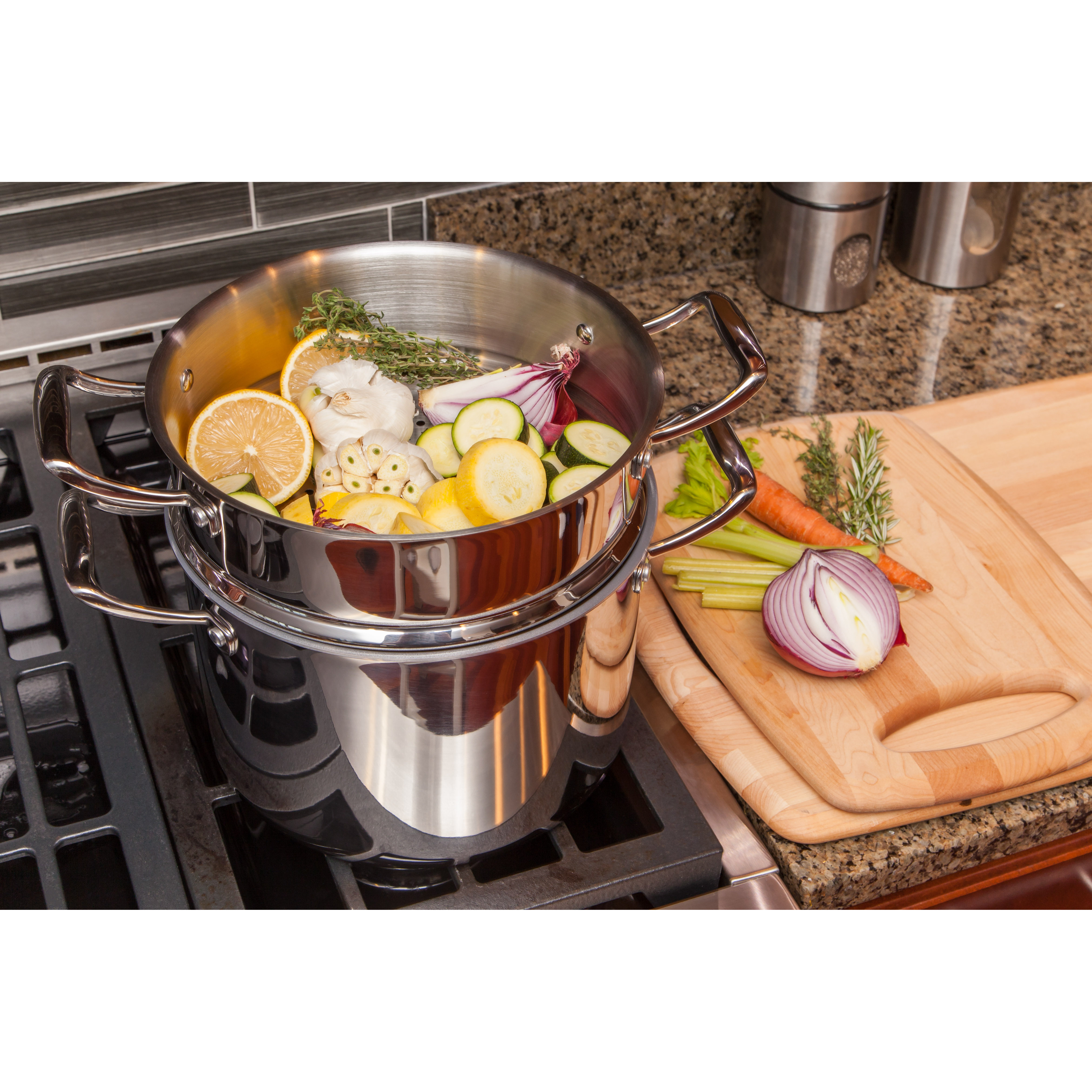 MAKER Homeware 8qt. Stock Pot with Steamer Insert and Lid Wayfair