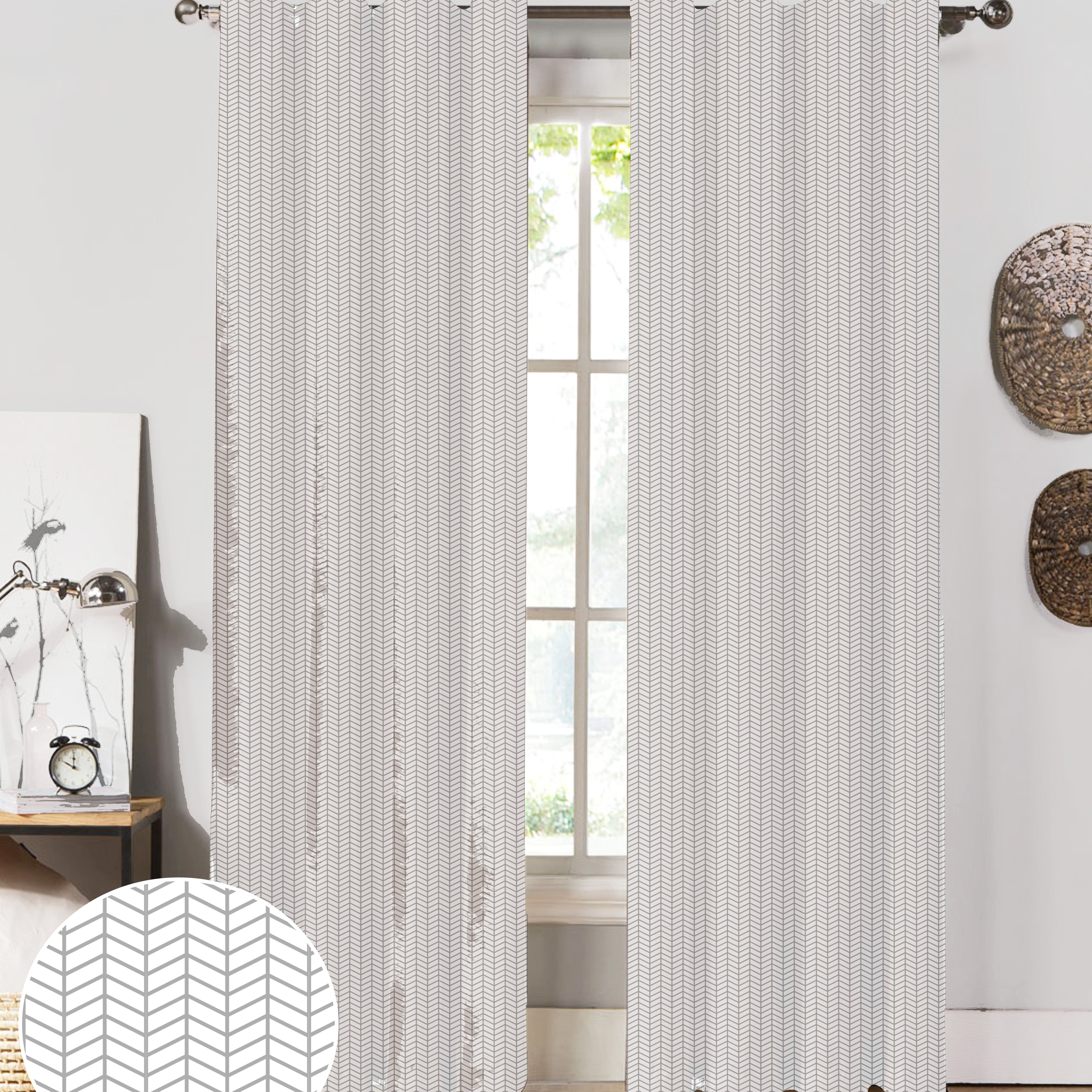 NECR Print Herringbone Curtain Panels & Reviews Wayfair