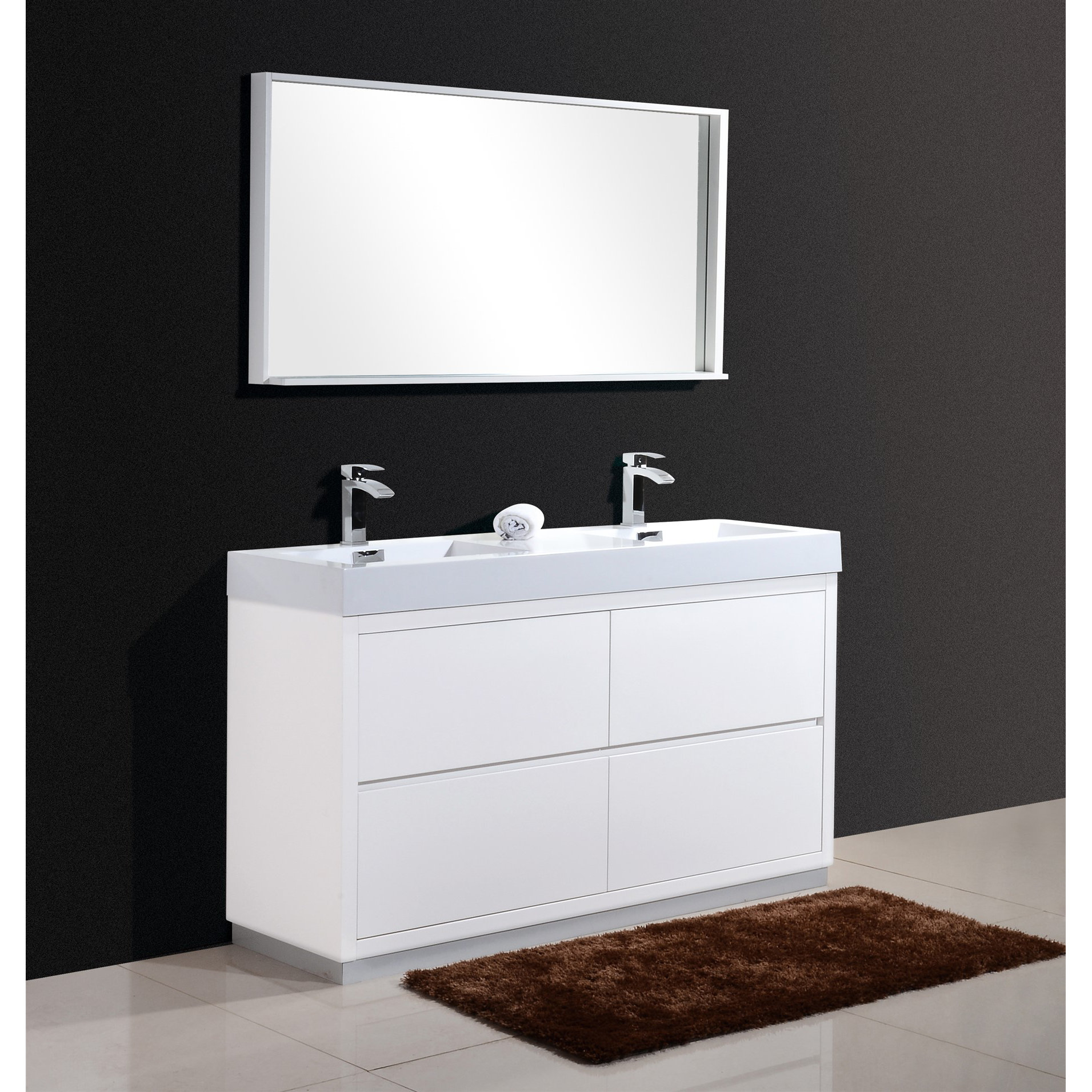 Kube Bath Bliss 60" Double Free Standing Modern Bathroom Vanity Set
