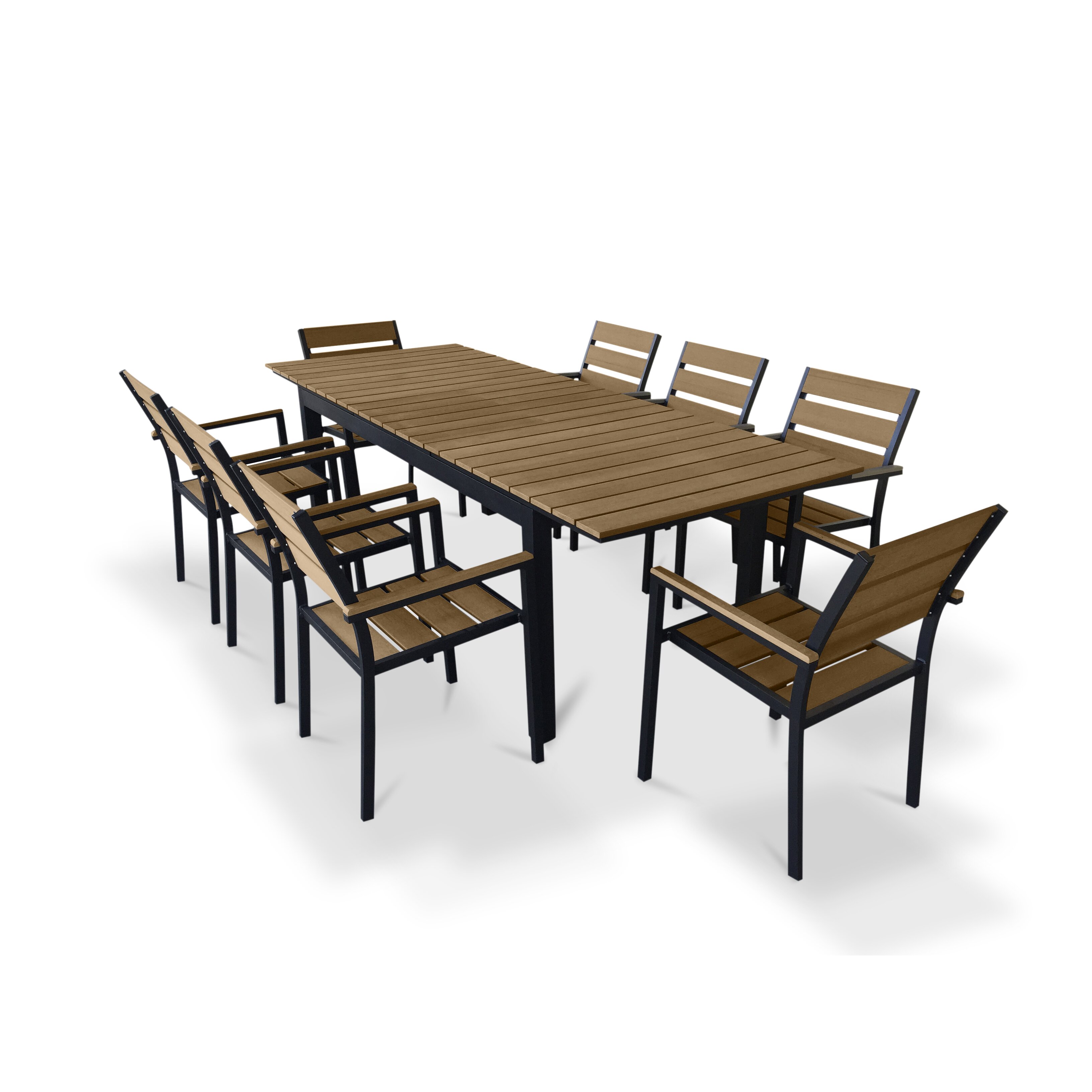 Urban Furnishings 9 Piece Extendable Outdoor Dining Set ...