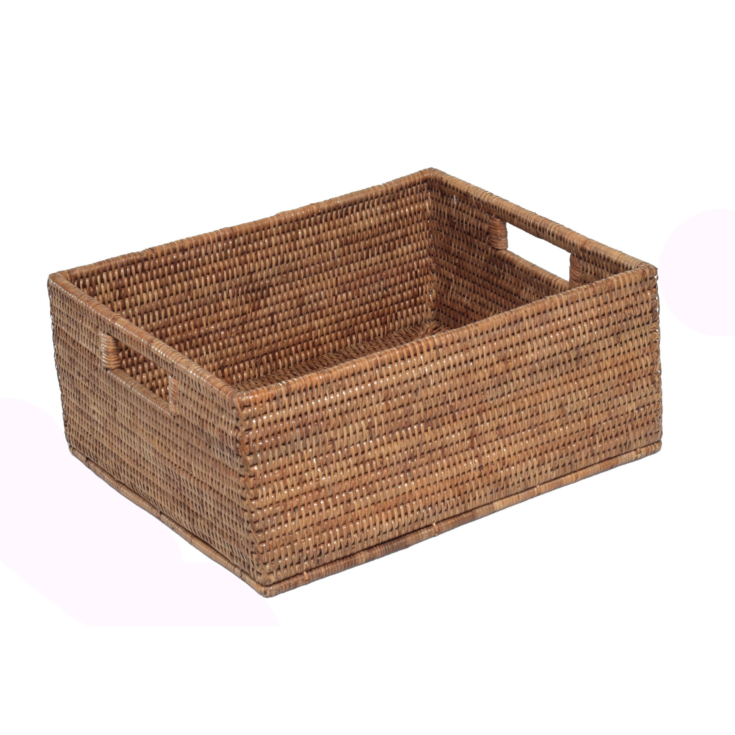 artifacts trading Rattan Rectangular Basket with Cutout Handles ...