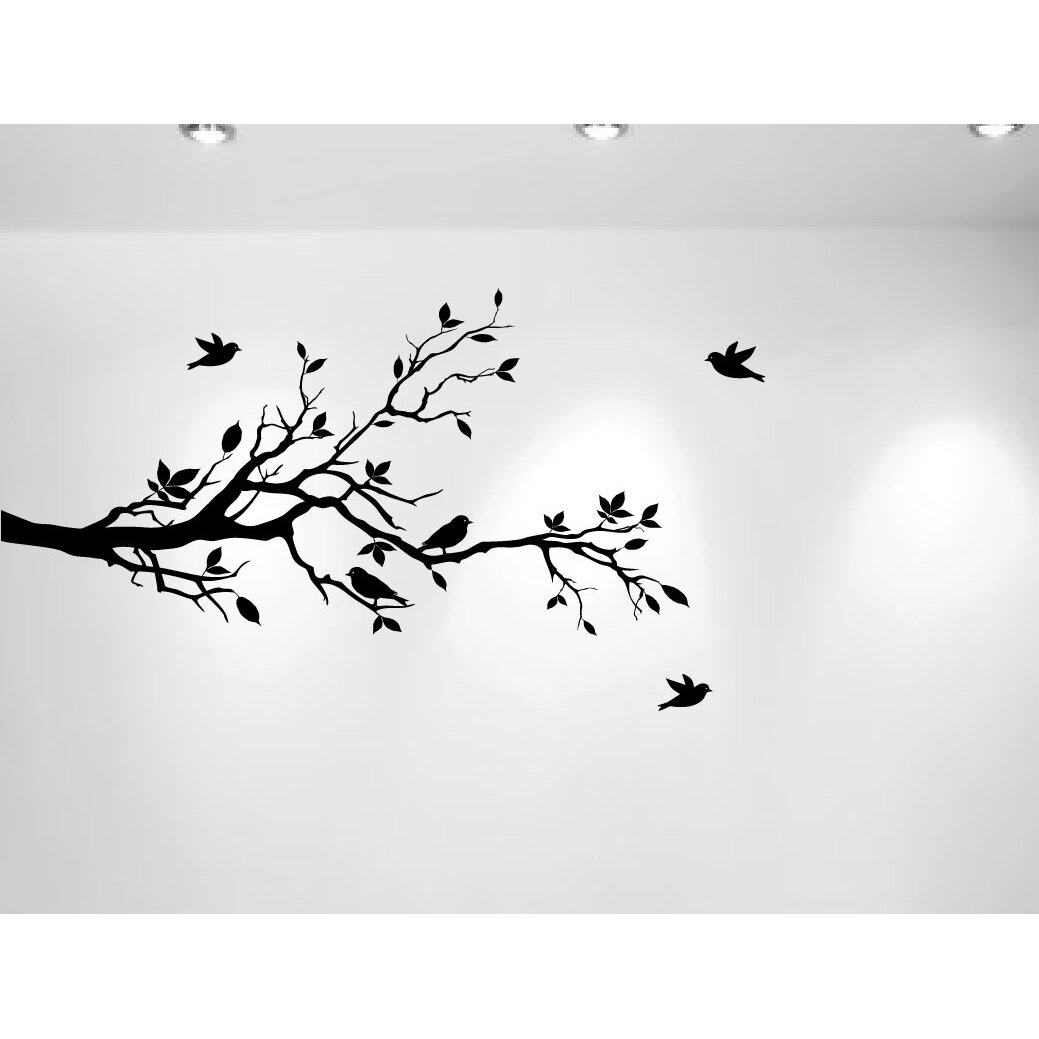 Tree Branches Wall Decal Love Birds Vinyl Sticker Nursery Leaves 1226 BL