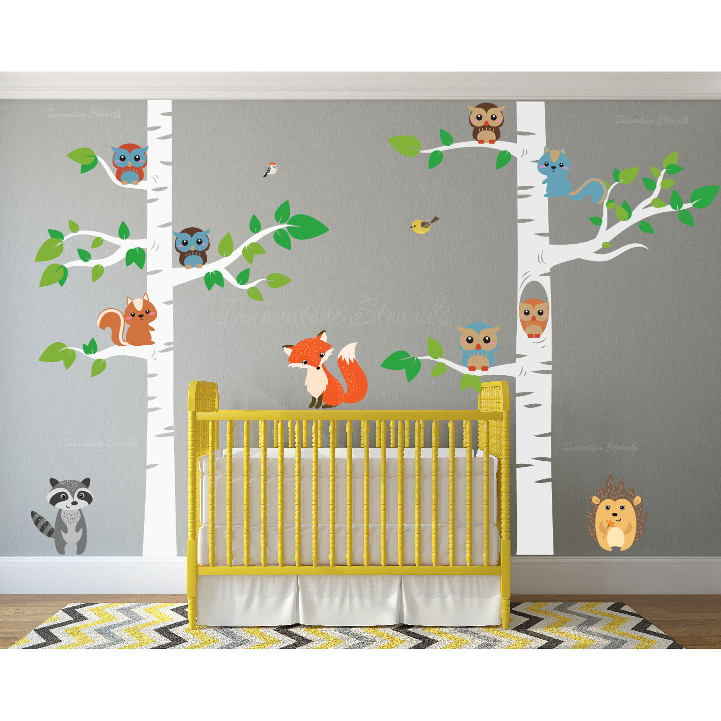 Innovative Stencils 12 Piece Birch Tree Nursery Wall Decal Set Wayfair