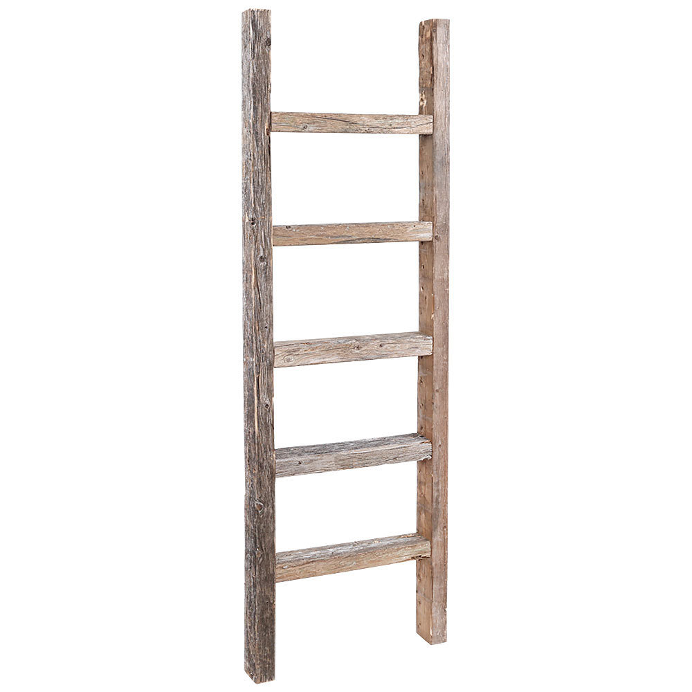 RusticDecor 4 Ft Wood Decorative Straight Ladder Reviews Wayfair   4 Ft Barn Wood Reclaimed Decorative Ladder AMZ052333 