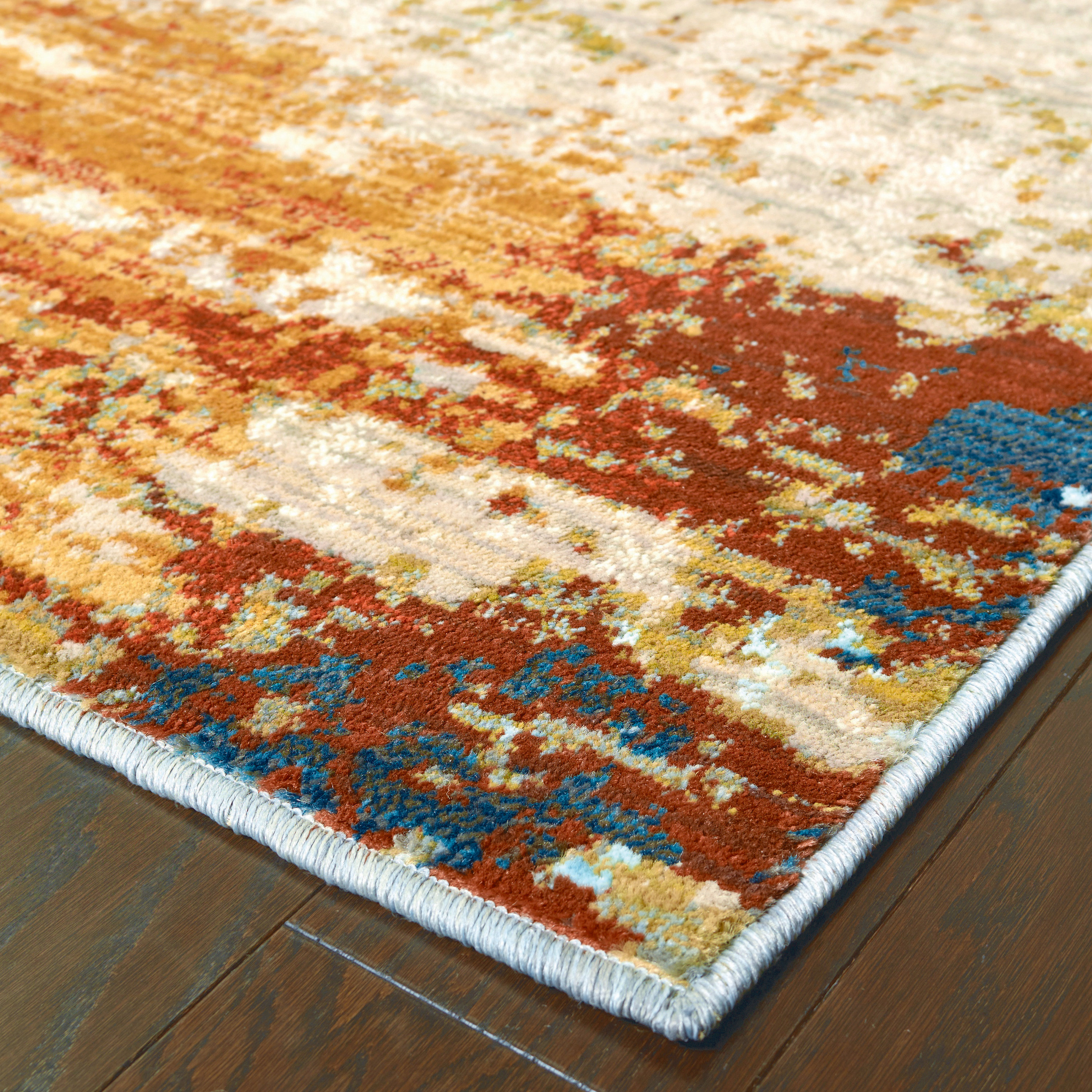The Conestoga Trading Co. Agave Eroded Abstract Blue/Red Area Rug