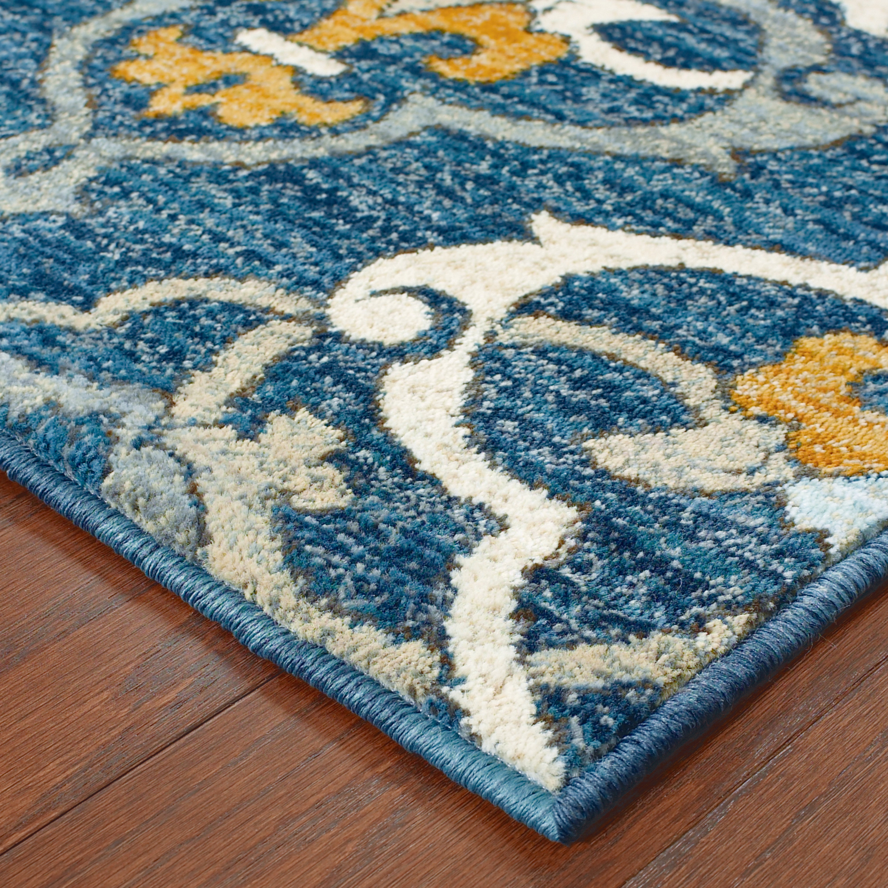 The Conestoga Trading Co. Agave Oranate Quatrefoil Blue/Gold Area Rug & Reviews Wayfair