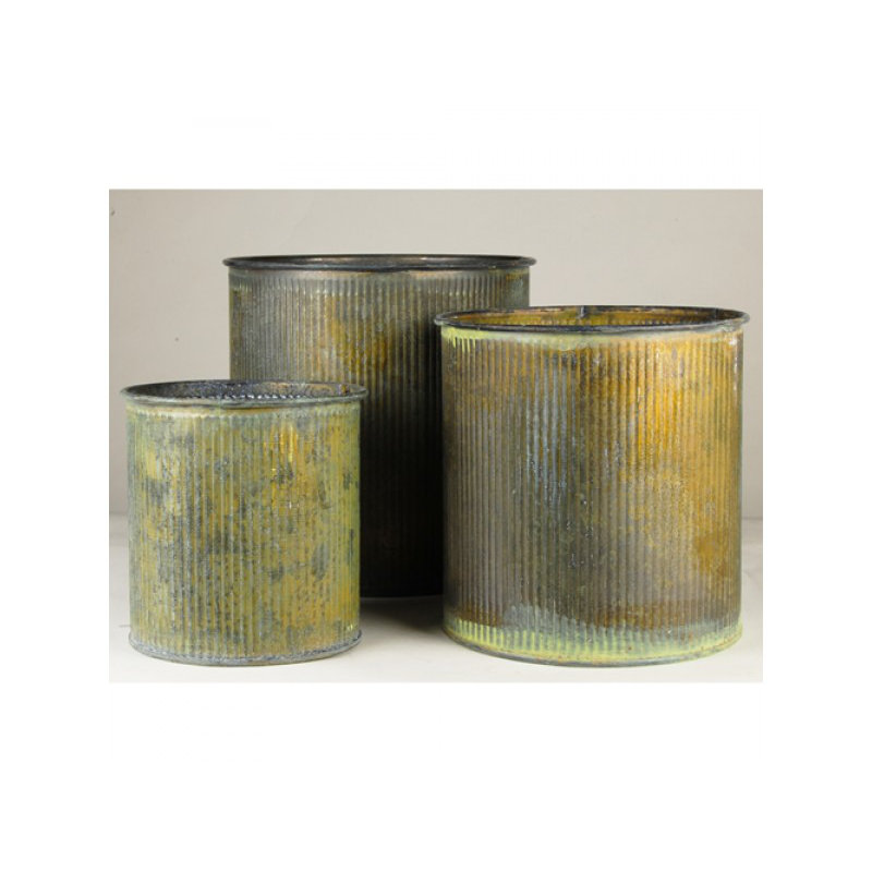 CYSExcel 3 Piece Corrugated Zinc Metal Cylinder Vase Set Wayfair