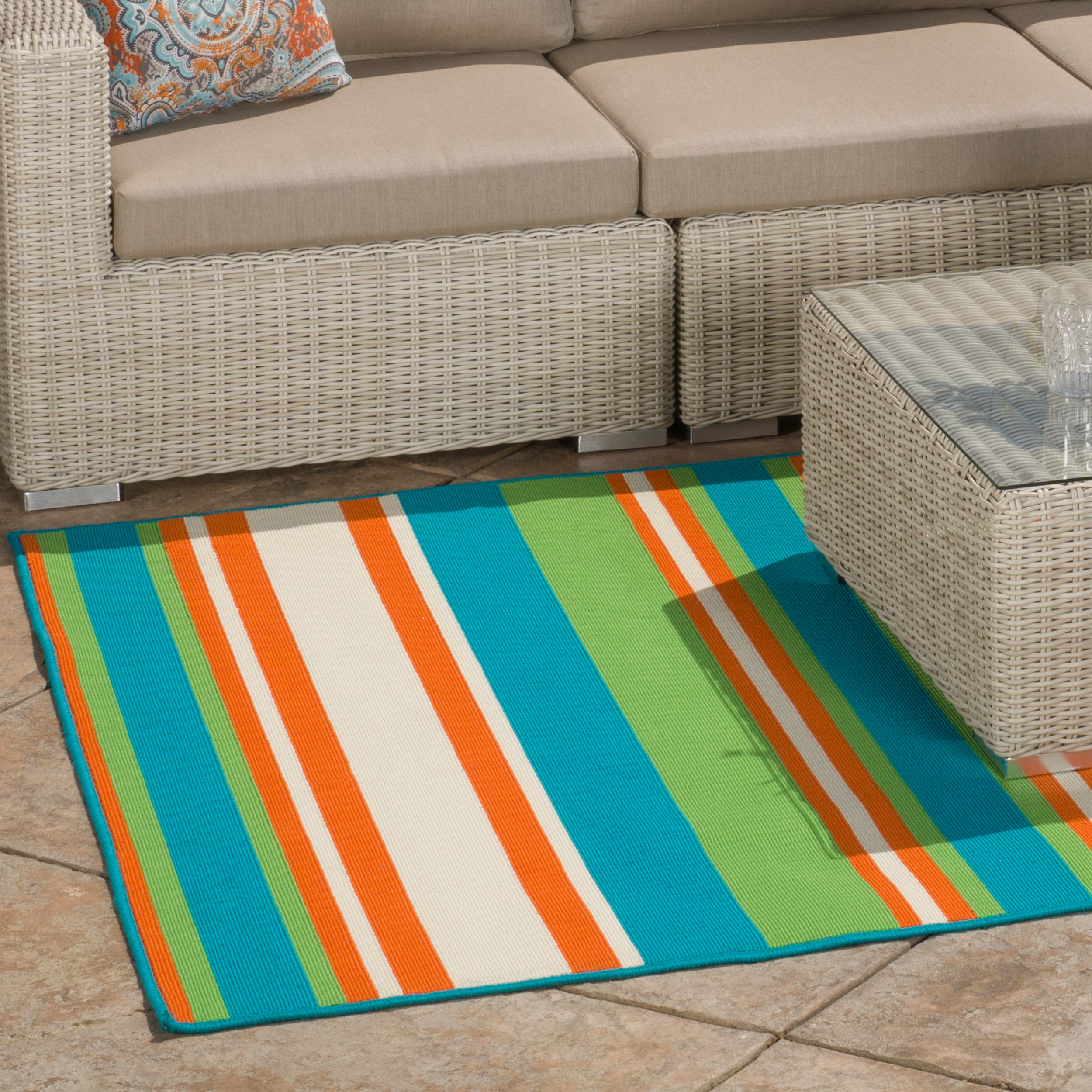 Threadbind Lindsay Orange/Blue Indoor/Outdoor Area Rug & Reviews Wayfair