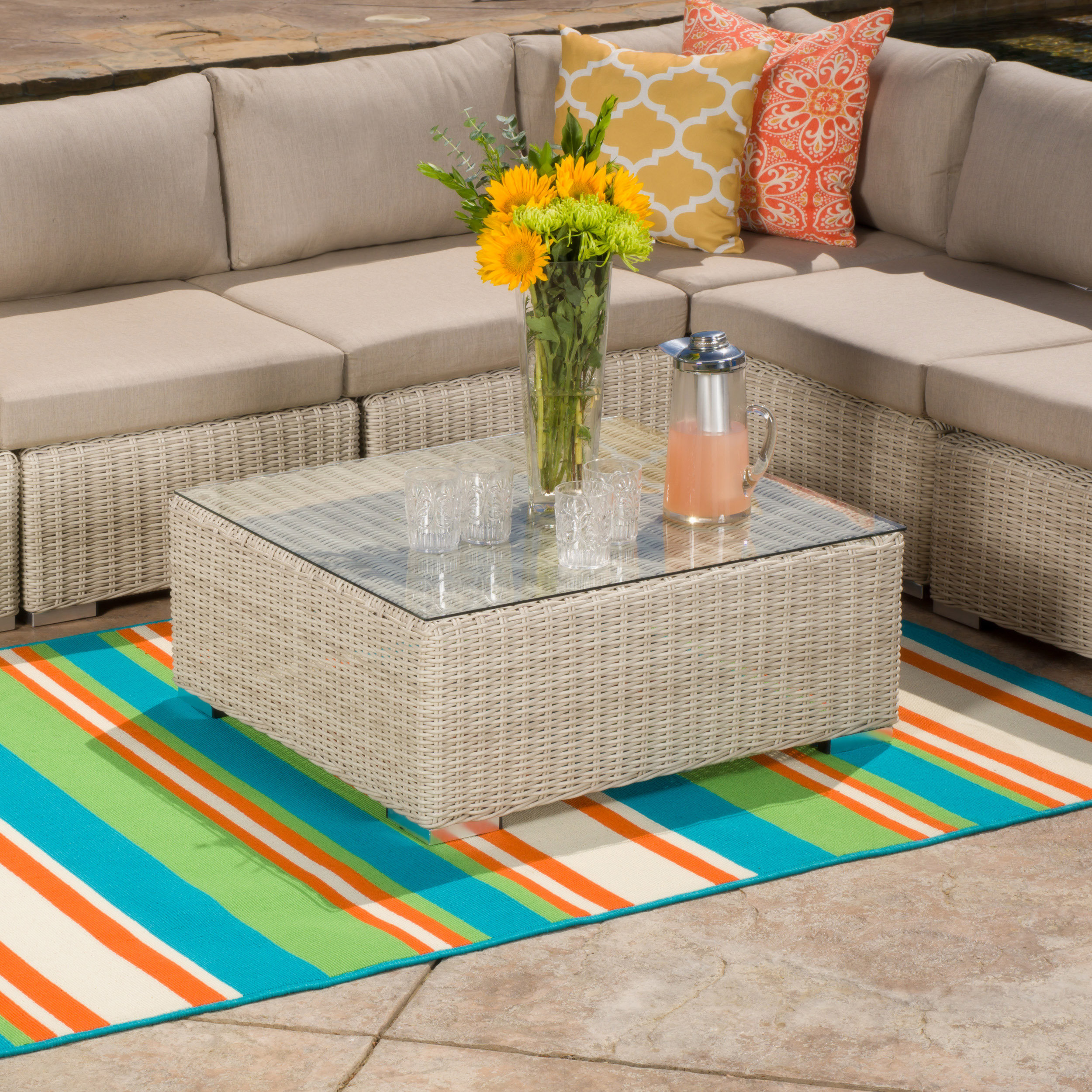 Threadbind Lindsay Orange/Blue Indoor/Outdoor Area Rug & Reviews Wayfair