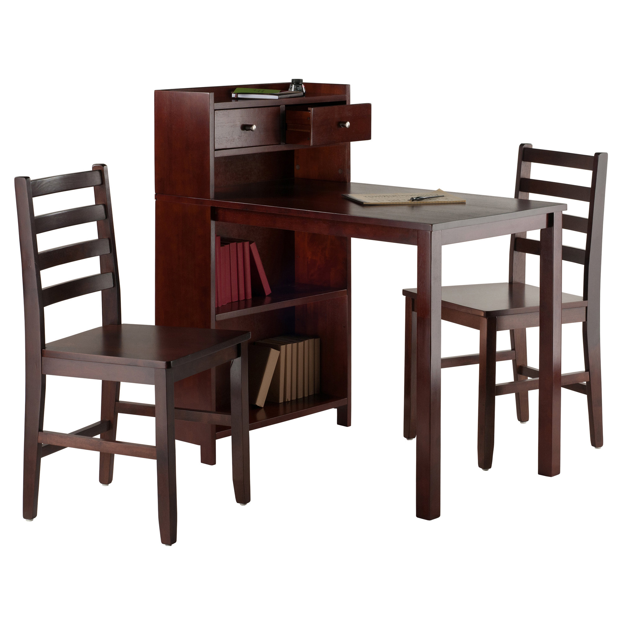 Latitude Run Brent 3 Piece Writing Desk Set with Storage Shelf Wayfair.ca