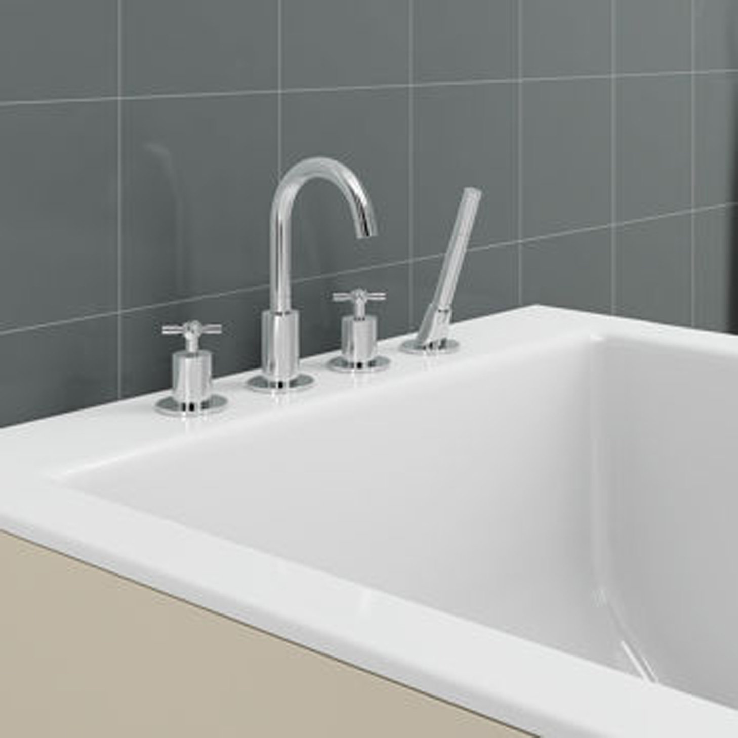 Handle Deck Mount Bathtub Faucet with Shower Wand amp; Reviews Wayfair Handle Deck Mount Bathtub Faucet with Shower Wand amp; Reviews Wayfair