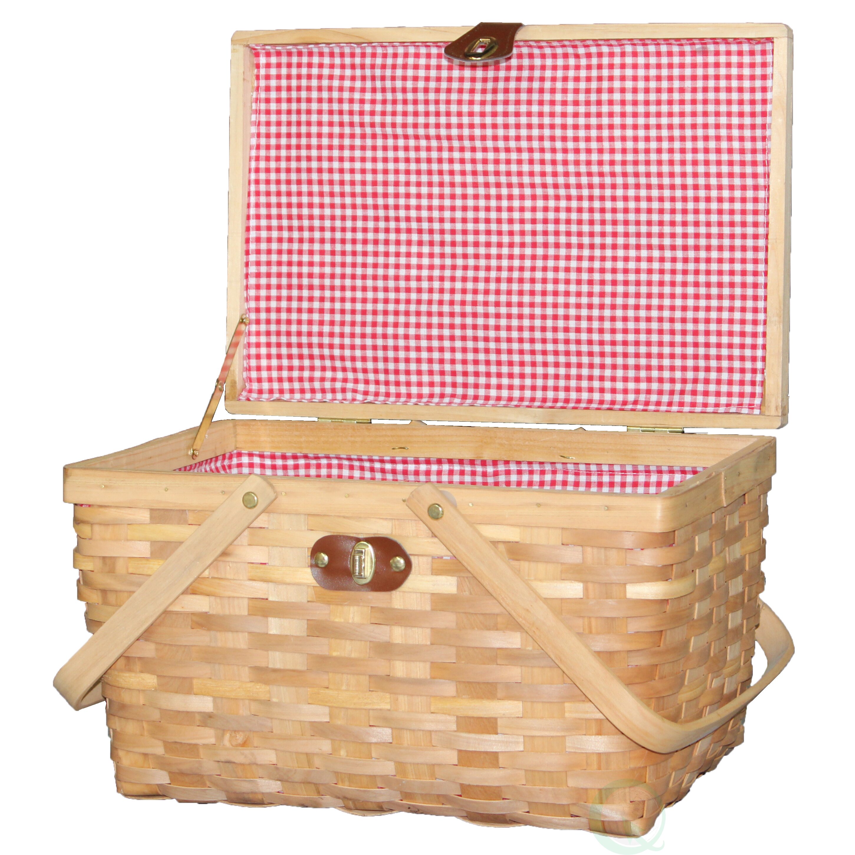 Vintiquewise Gingham Lined Wood Picnic Basket & Reviews | Wayfair