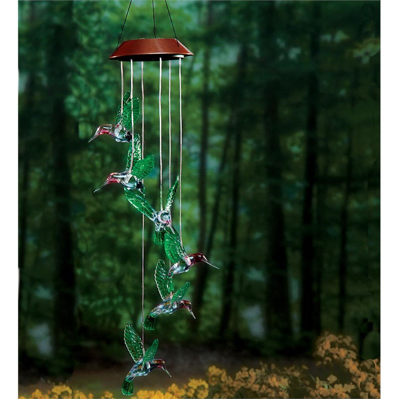 Wind & Weather Six Hummingbird Solar Mobile Wind Chime & Reviews Wayfair