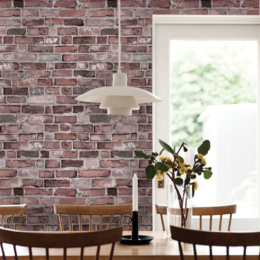 SimpleShapes Peel and Stick 4’ x 24" Brick Tile Wallpaper & Reviews