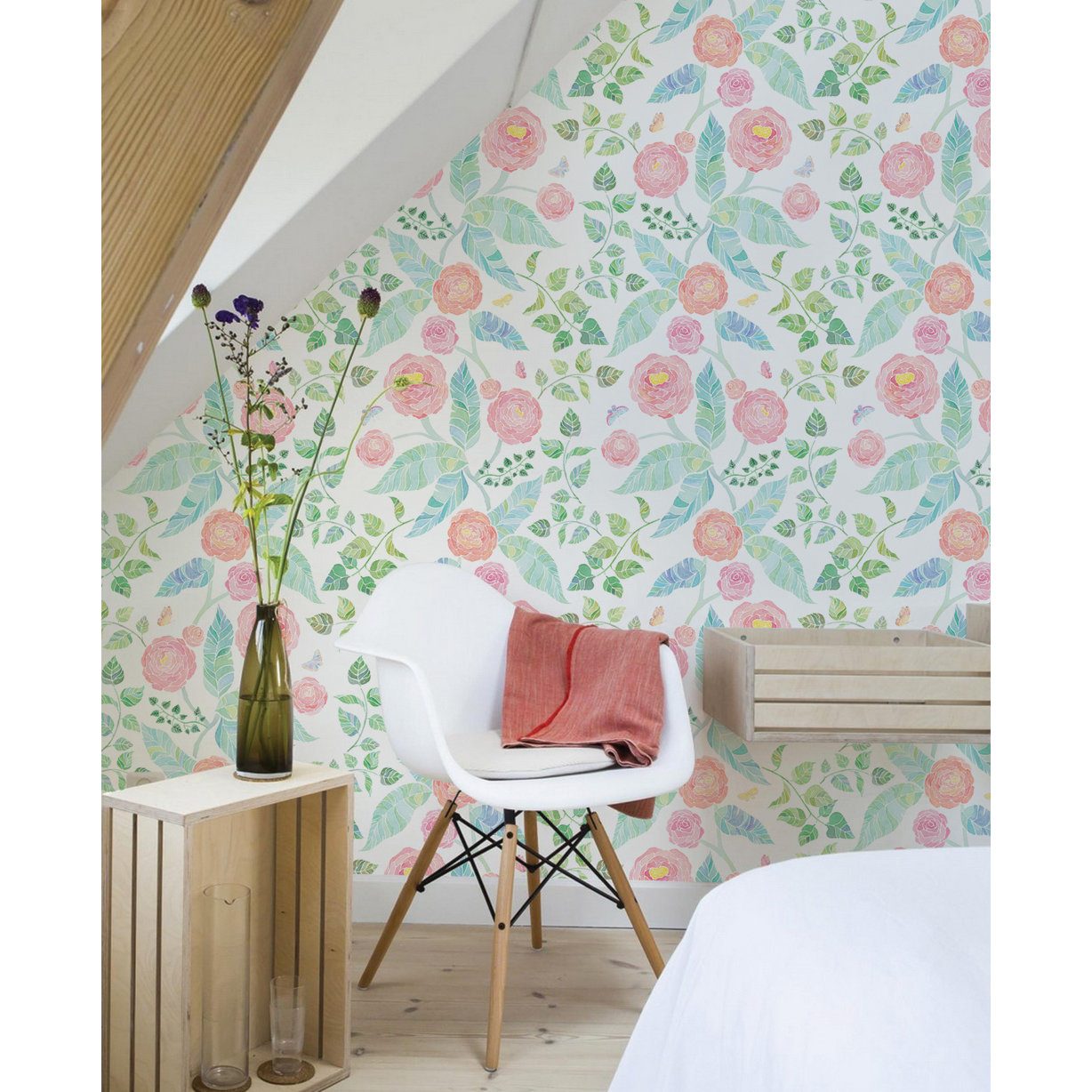 SimpleShapes Spring Garden Flowers Peel and Stick Panel Wallpaper