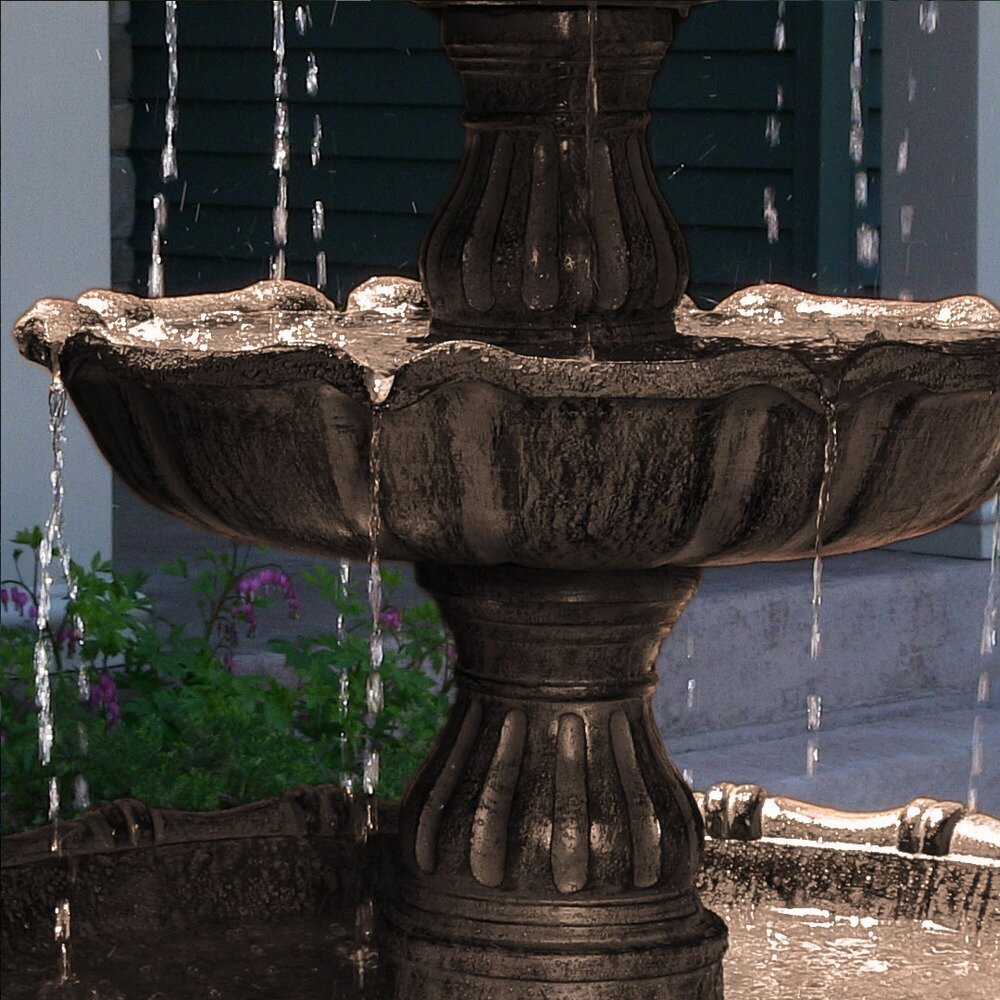 sunnydaze decor fibreglass/resin large tiered ball outdoor fountain on wayfair outdoor fountains