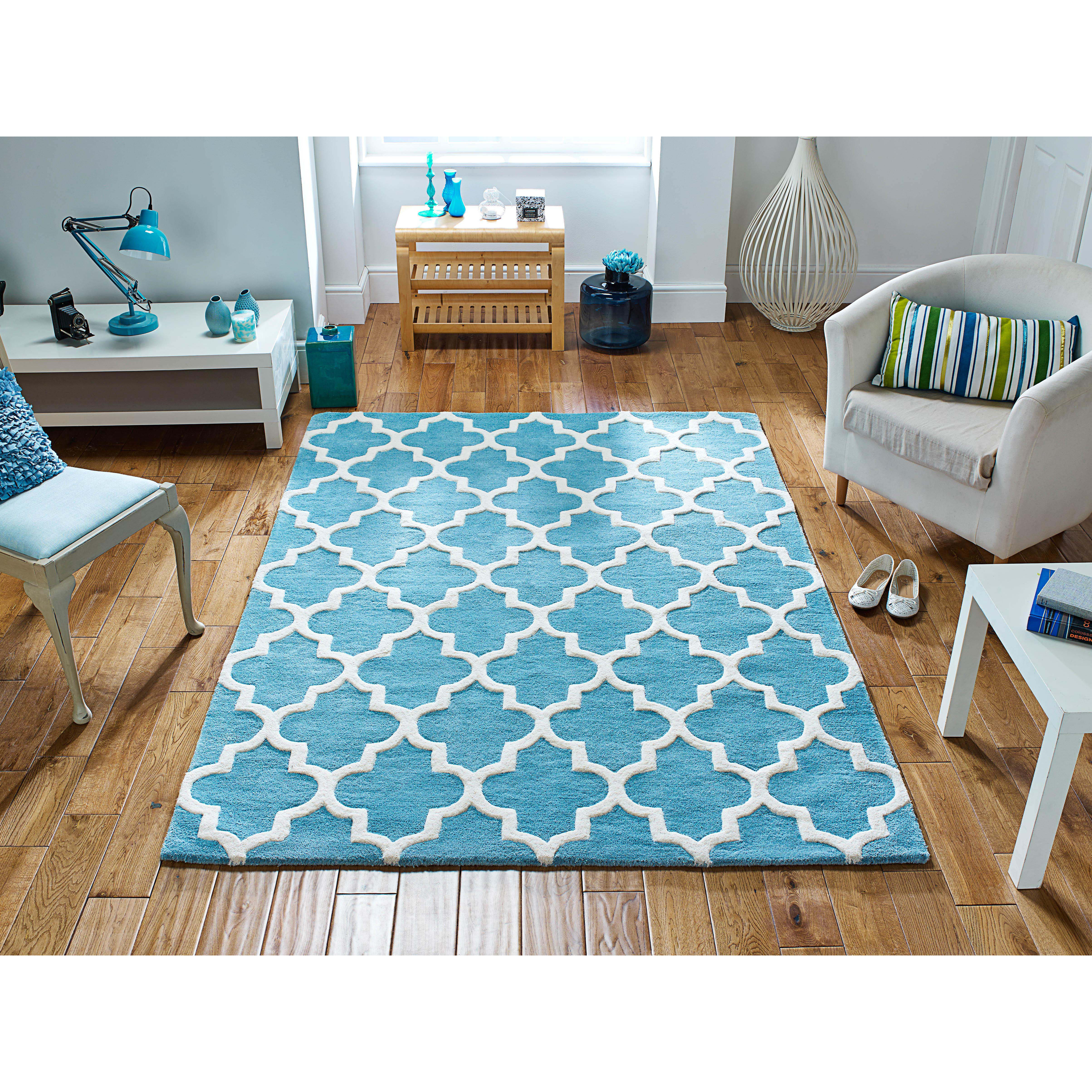 Breakwater Bay Bayville HandTufted Teal Area Rug & Reviews Wayfair UK