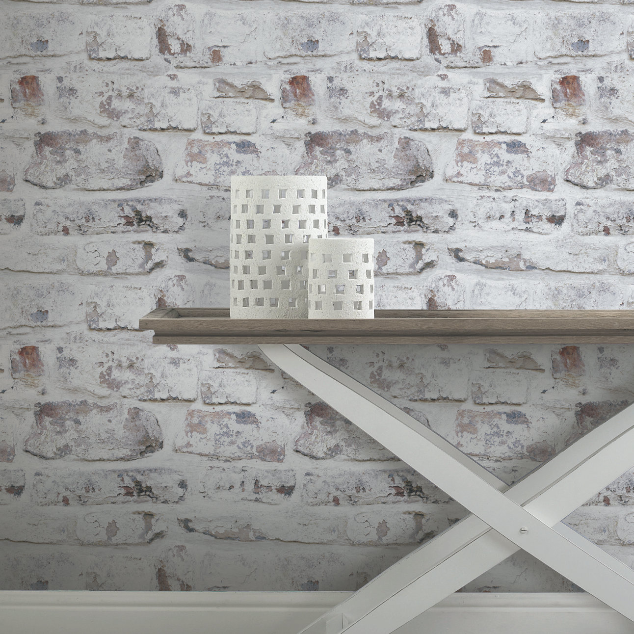 Arthouse Whitewashed Wall White 33.5 x 22 Brick Wallpaper & Reviews 