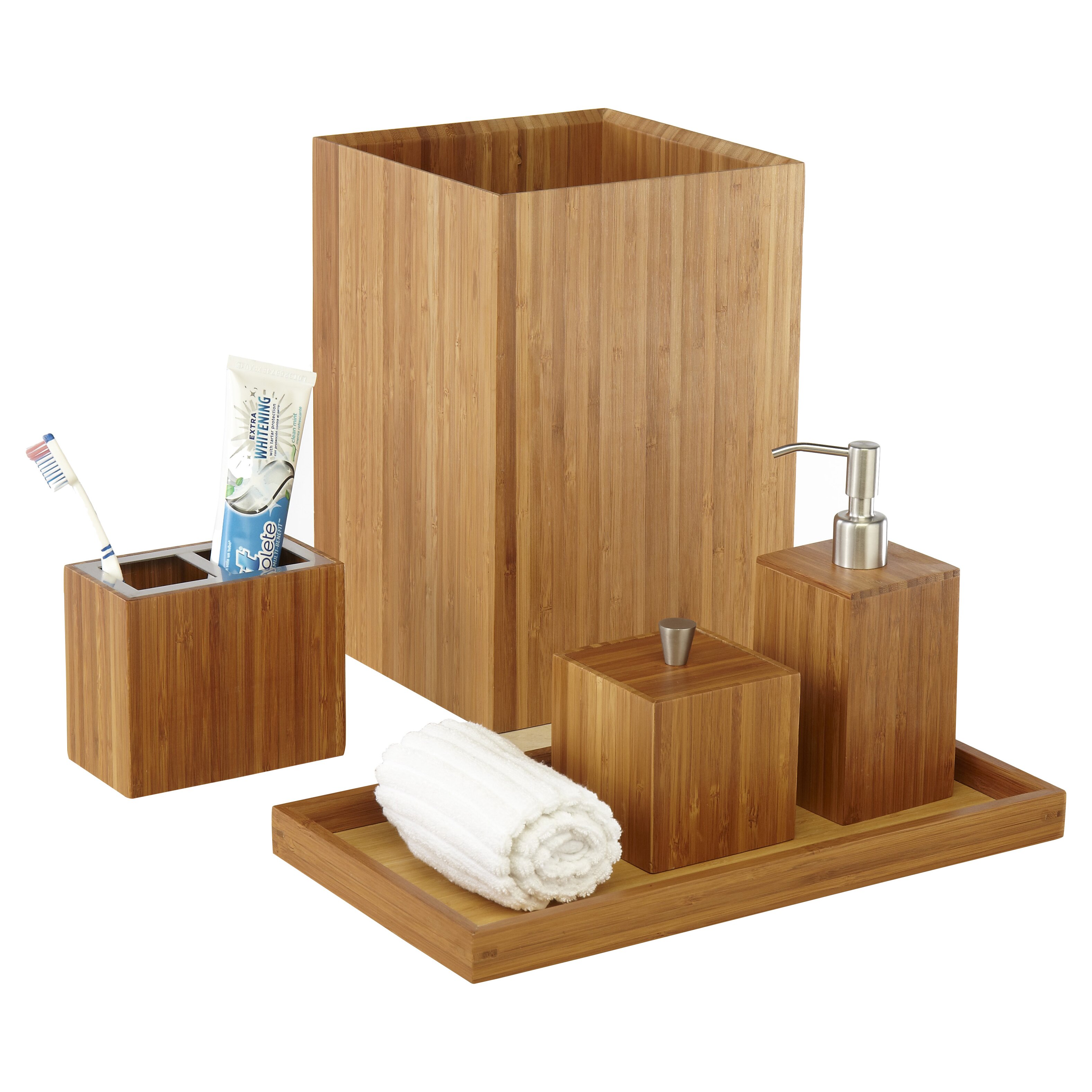 Chambray & Co. Defoe Bamboo 5 Piece Bath & Vanity Set & Reviews | Wayfair