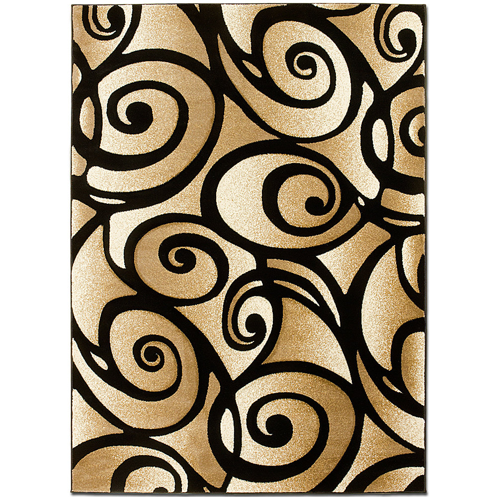 AllStar Rugs Evolution Swirl Black/Brown Area Rug & Reviews Wayfair