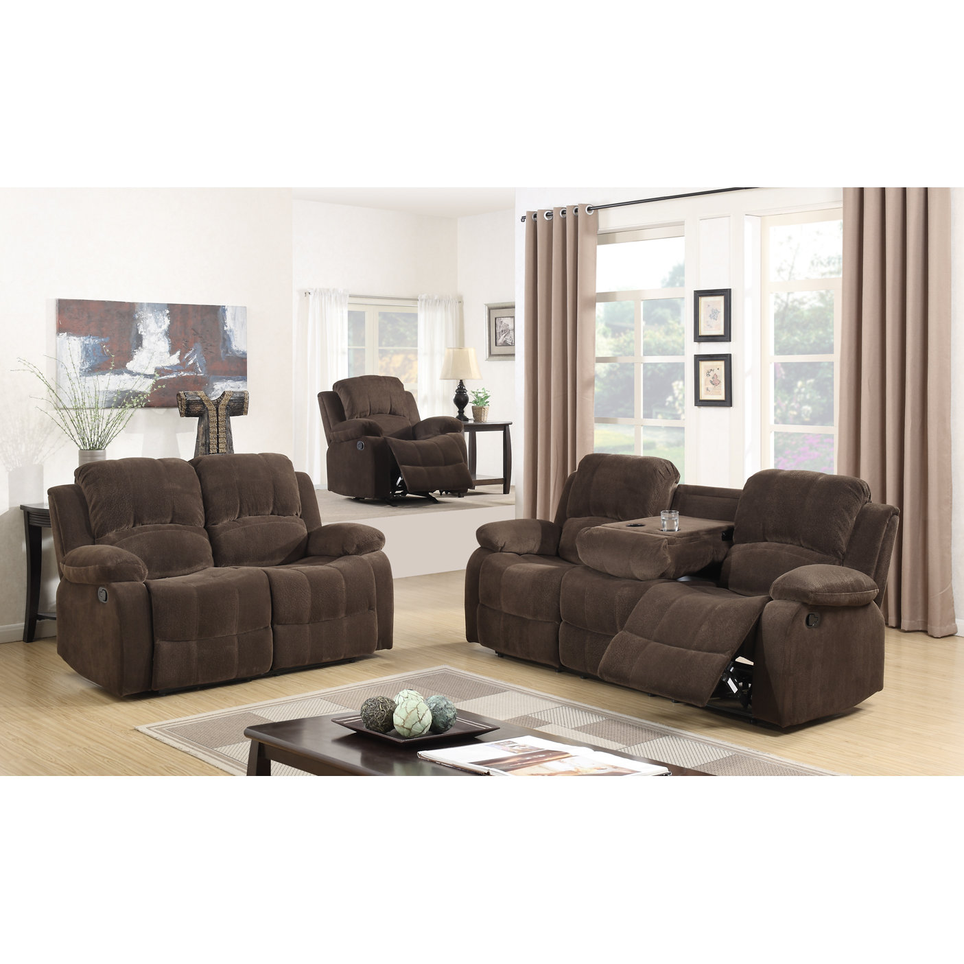 Best Quality Furniture Fabric 3 Piece Recliner Living Room ...