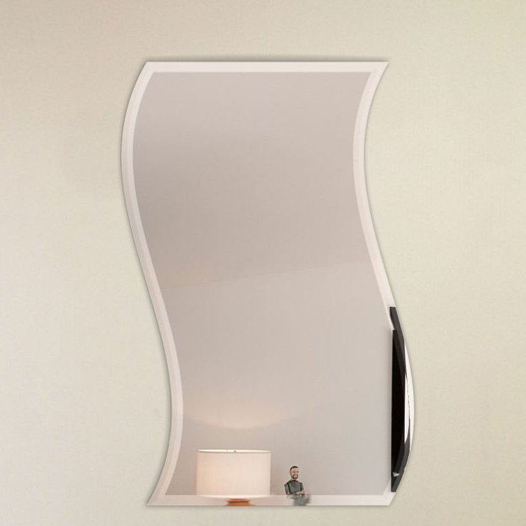 Fab Glass and Mirror Wavy Beveled Polish Frameless Wall Mirror with
