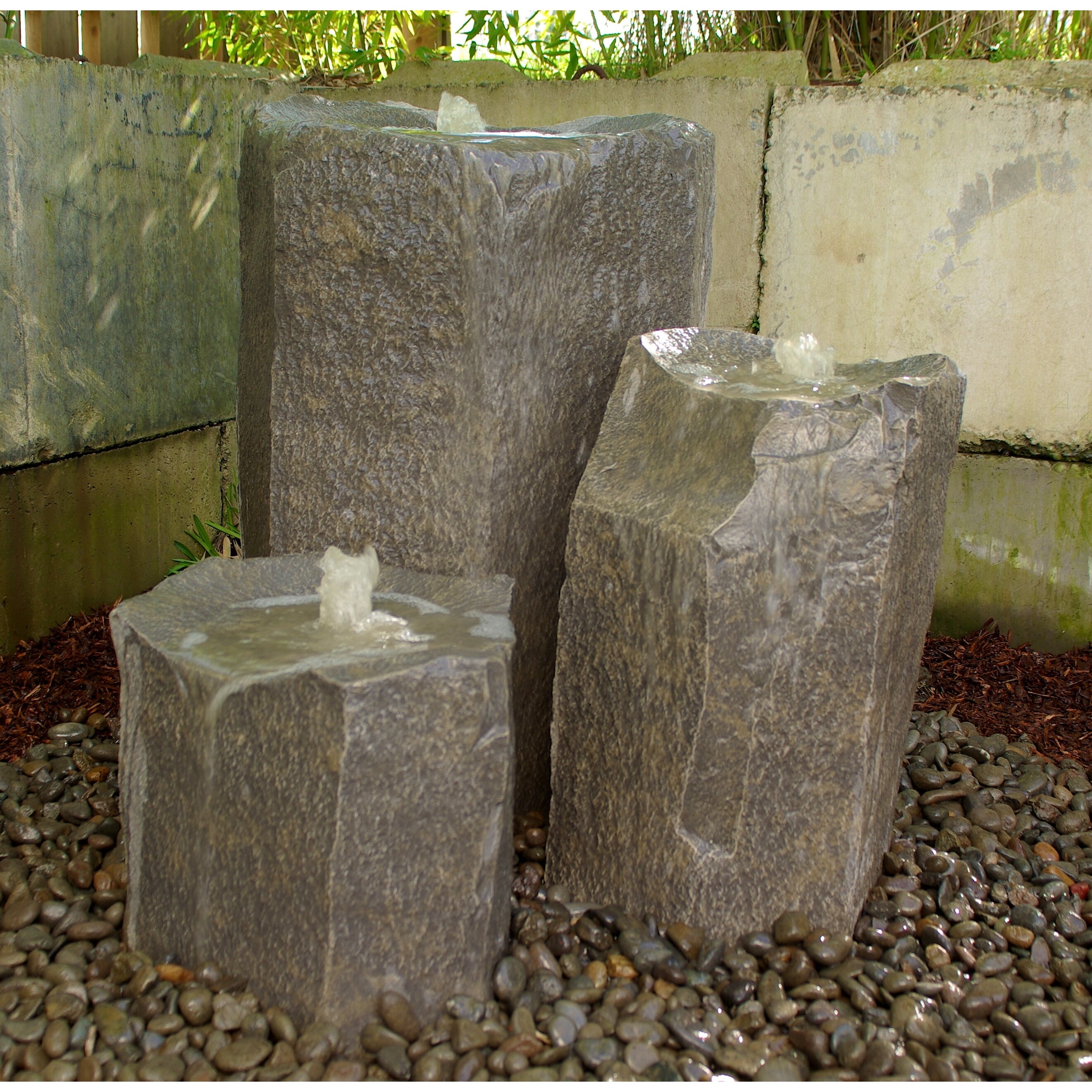 LiquidArtFountains Basalt Rock Bird Bath Glass Fiber Reinforced ...