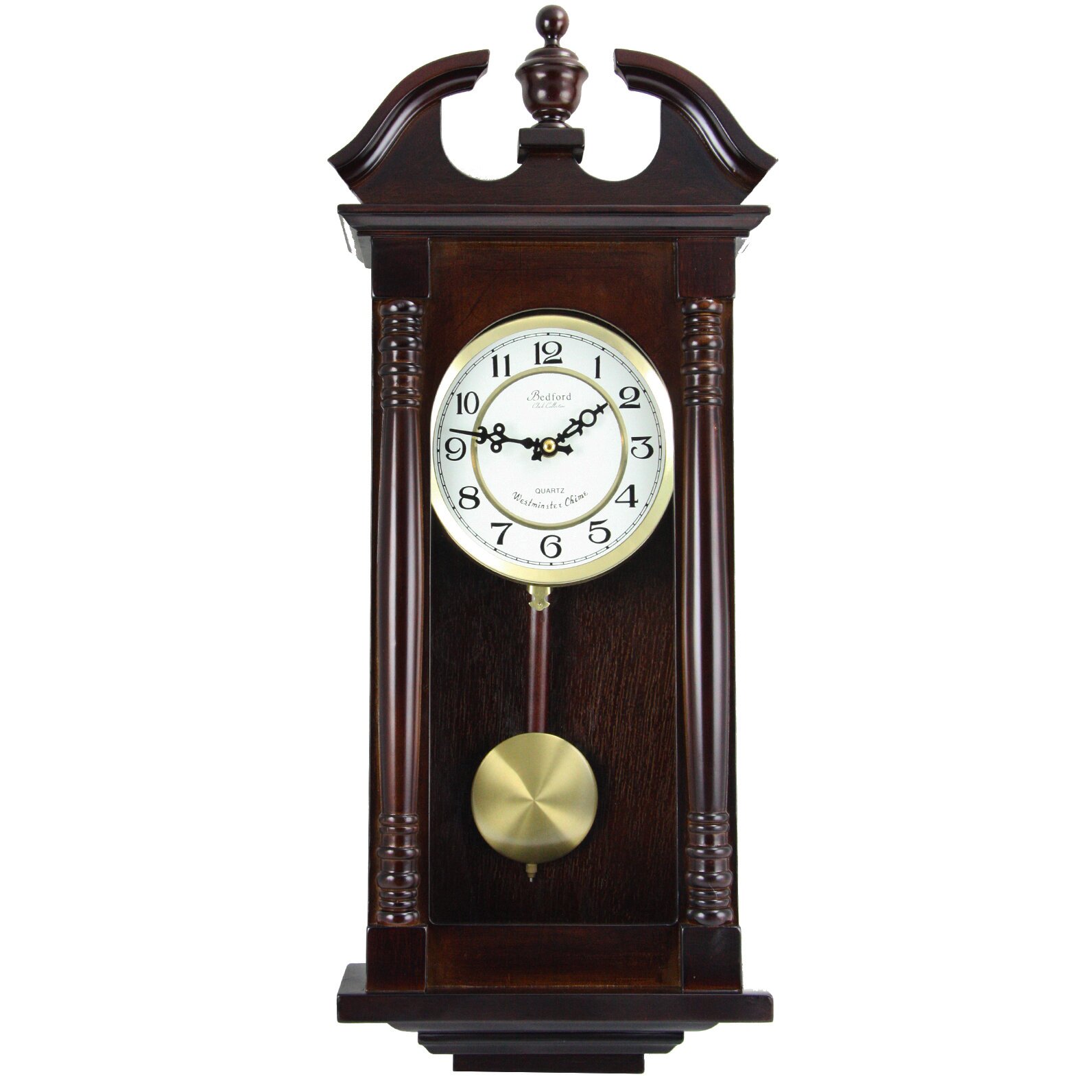 Bedford Clock Classic Chiming Wall Clock with Swinging ...