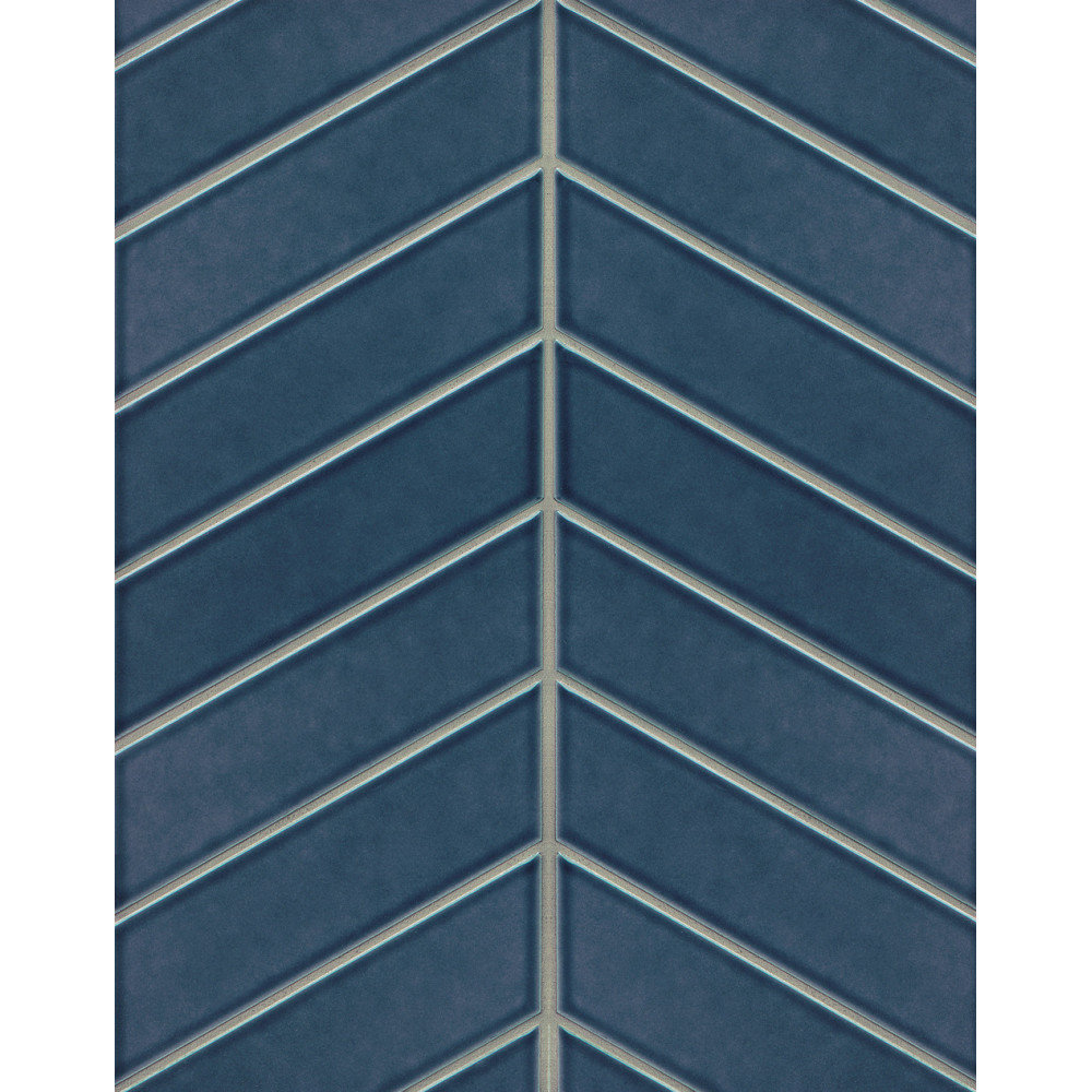 GSMT Park Place Chevron 2.56" x 9" Porcelain Field Tile in Dark Blue