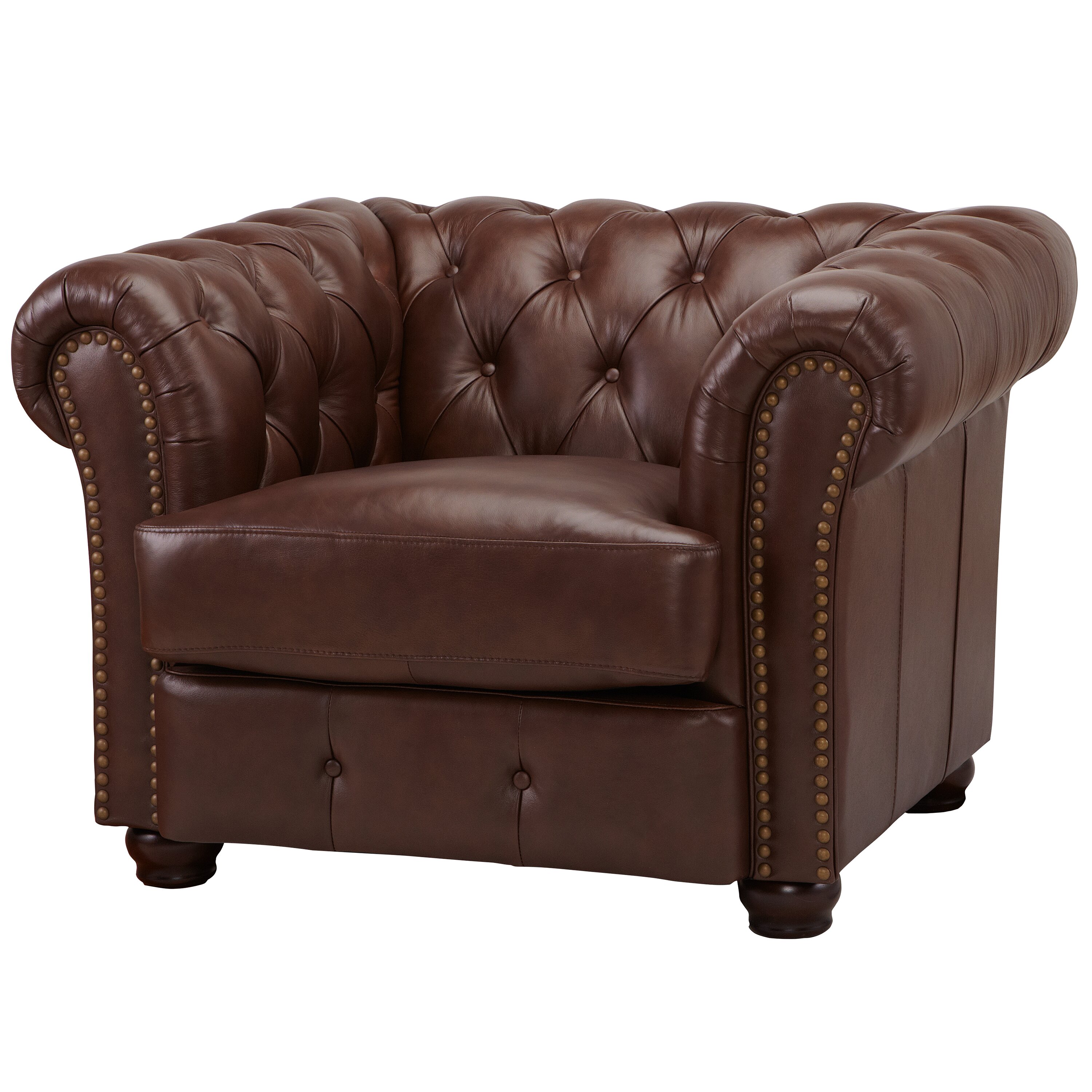 DLND DeCoro Barrister Stationary Leather Arm Chair | Wayfair
