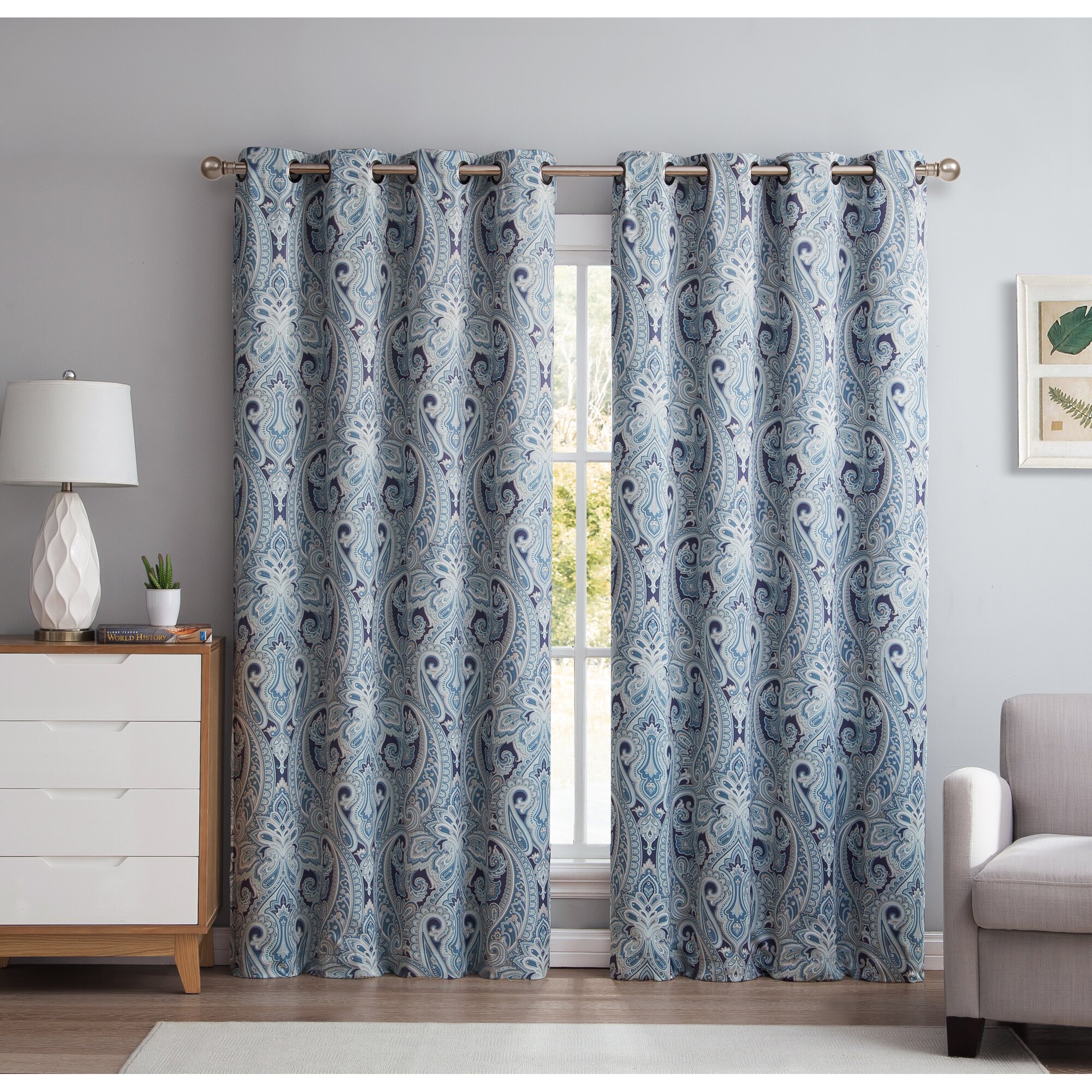 HLC.ME Paisley Indoor/Outdoor Blackout Thermal Curtain Panels & Reviews
