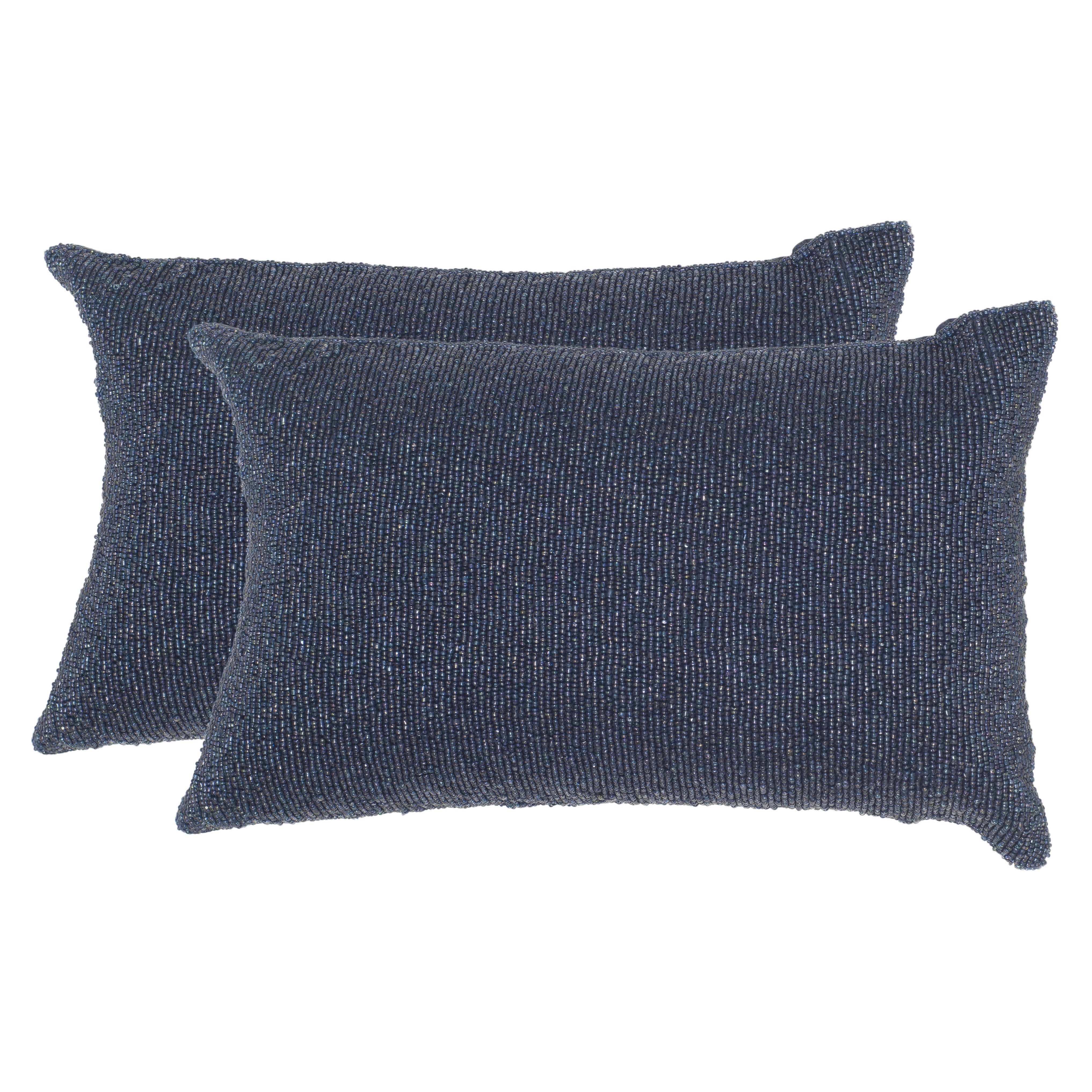 Mercury Row Navy Beaded Decorative Pillow & Reviews Wayfair