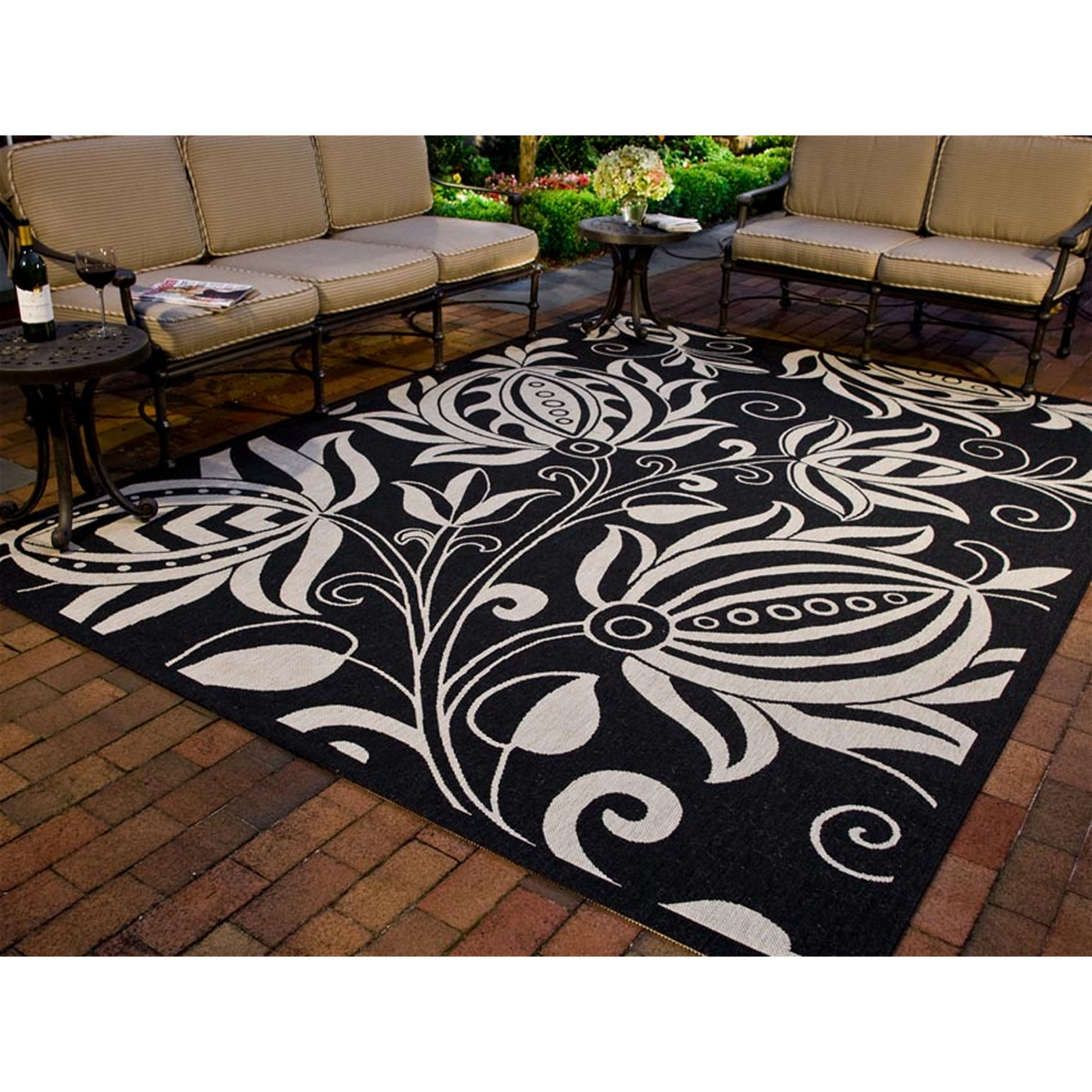 Safavieh Courtyard Black & Tan Indoor/Outdoor Area Rug & Reviews Wayfair